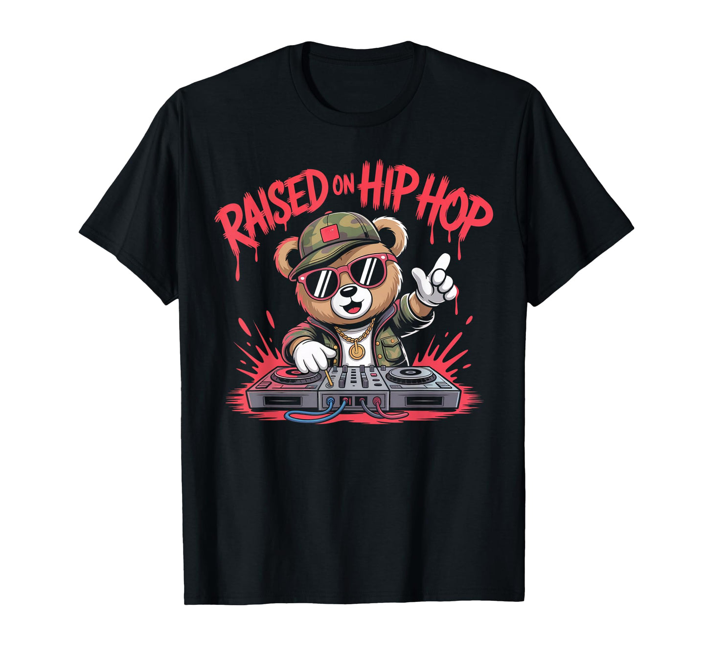 Camouflage Rapper Teddy Bear Camo 80S Old T-Shirt - Graphic Print Unisex - T-Shirt, Sweatshirt, Hoodie