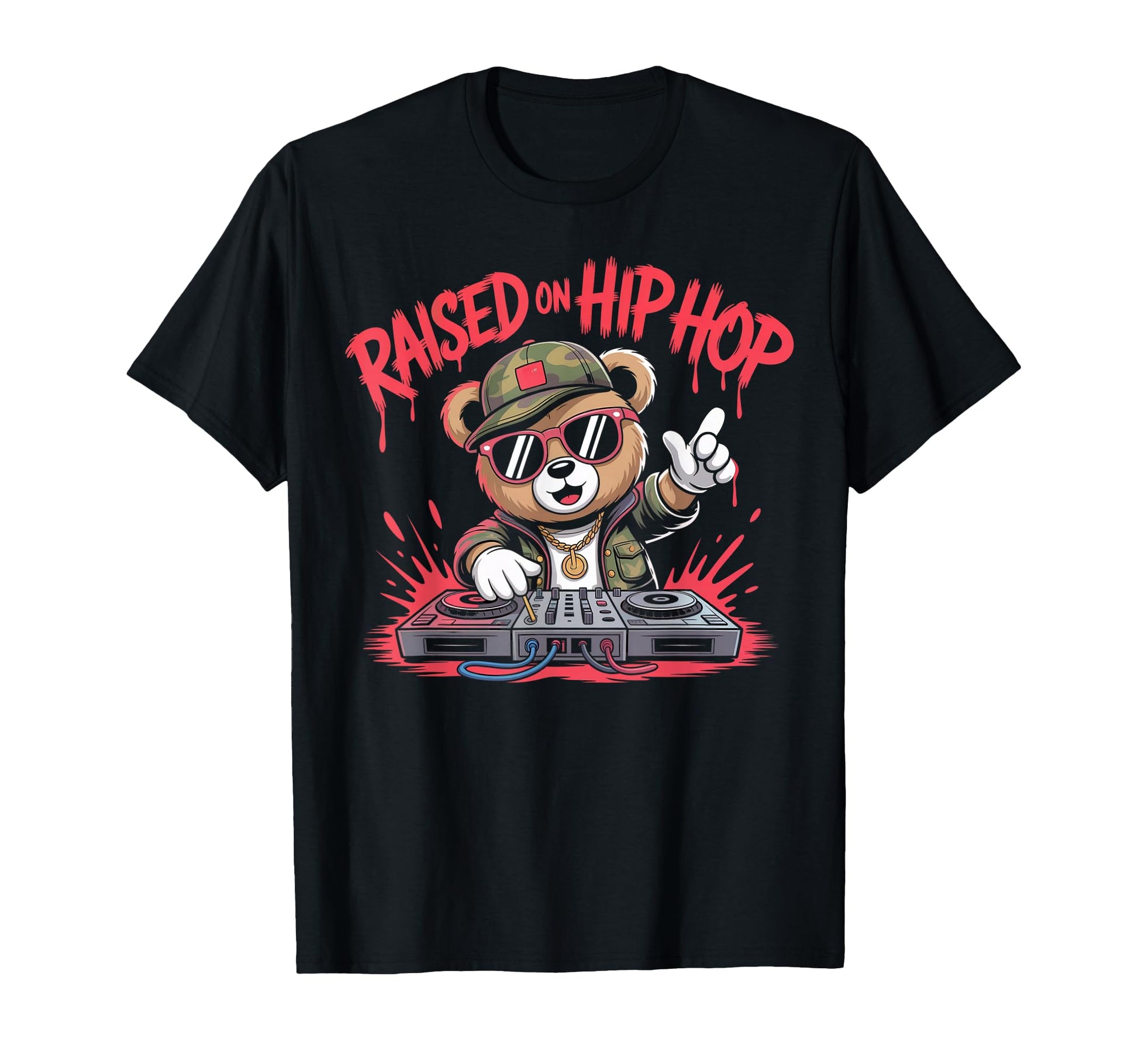 Camouflage Rapper Teddy Bear Camo 80S Old T-Shirt - Graphic Print Unisex - T-Shirt, Sweatshirt, Hoodie