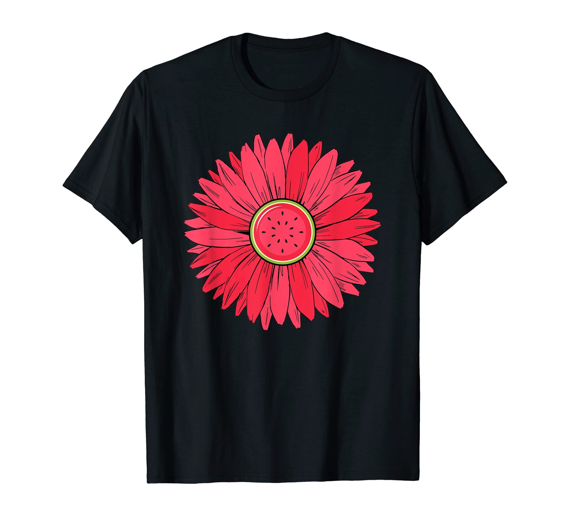 Watermelon Sunflower Summer Peace Love T-Shirt - Trendy Graphic for Adults - T-Shirt, Sweatshirt, Hoodie