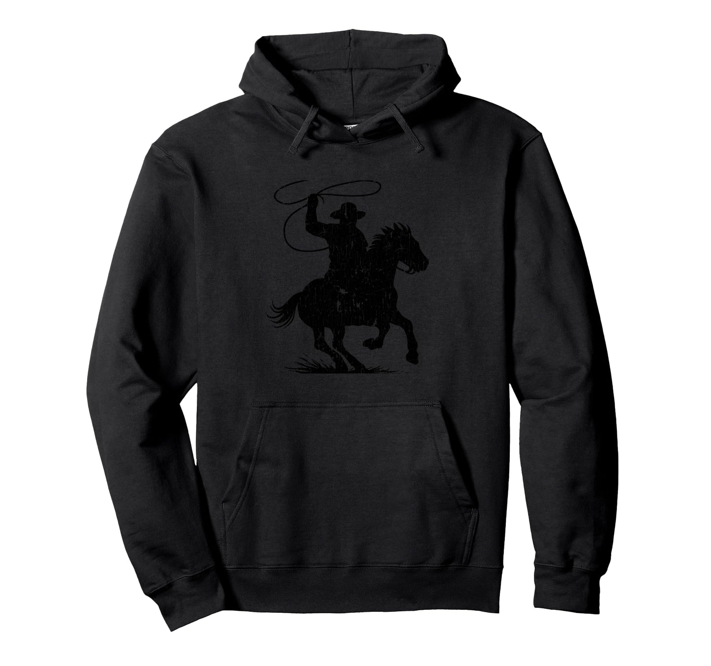 Cowboy Riding Horse Black Icon Western Hoodie - Custom Art Print Men Women - T-Shirt, Sweatshirt, Hoodie