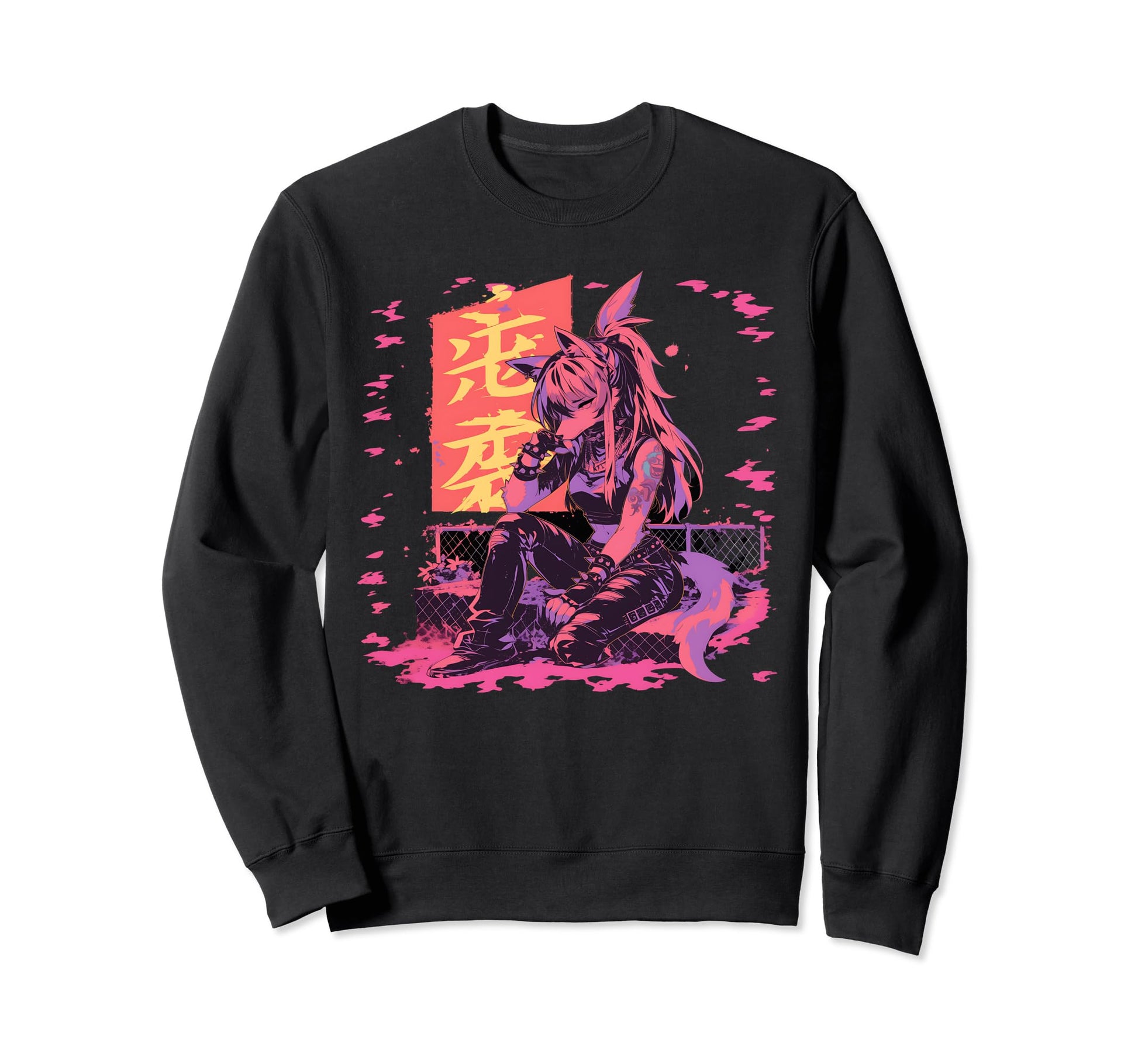 Goth Grunge Demon Anime Furry Wolf Sweatshirt - Fun Novelty Design Unisex - T-Shirt, Sweatshirt, Hoodie