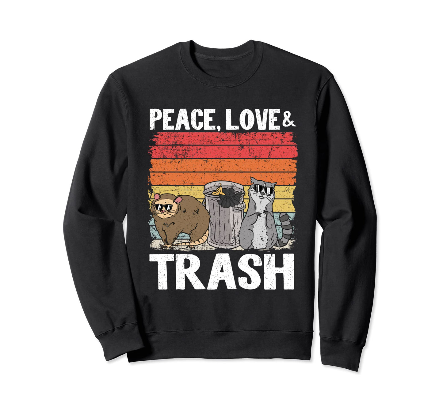 Peace Love Trash Possum Opossum Sweatshirt - Minimalist Print Men Women - T-Shirt, Sweatshirt, Hoodie