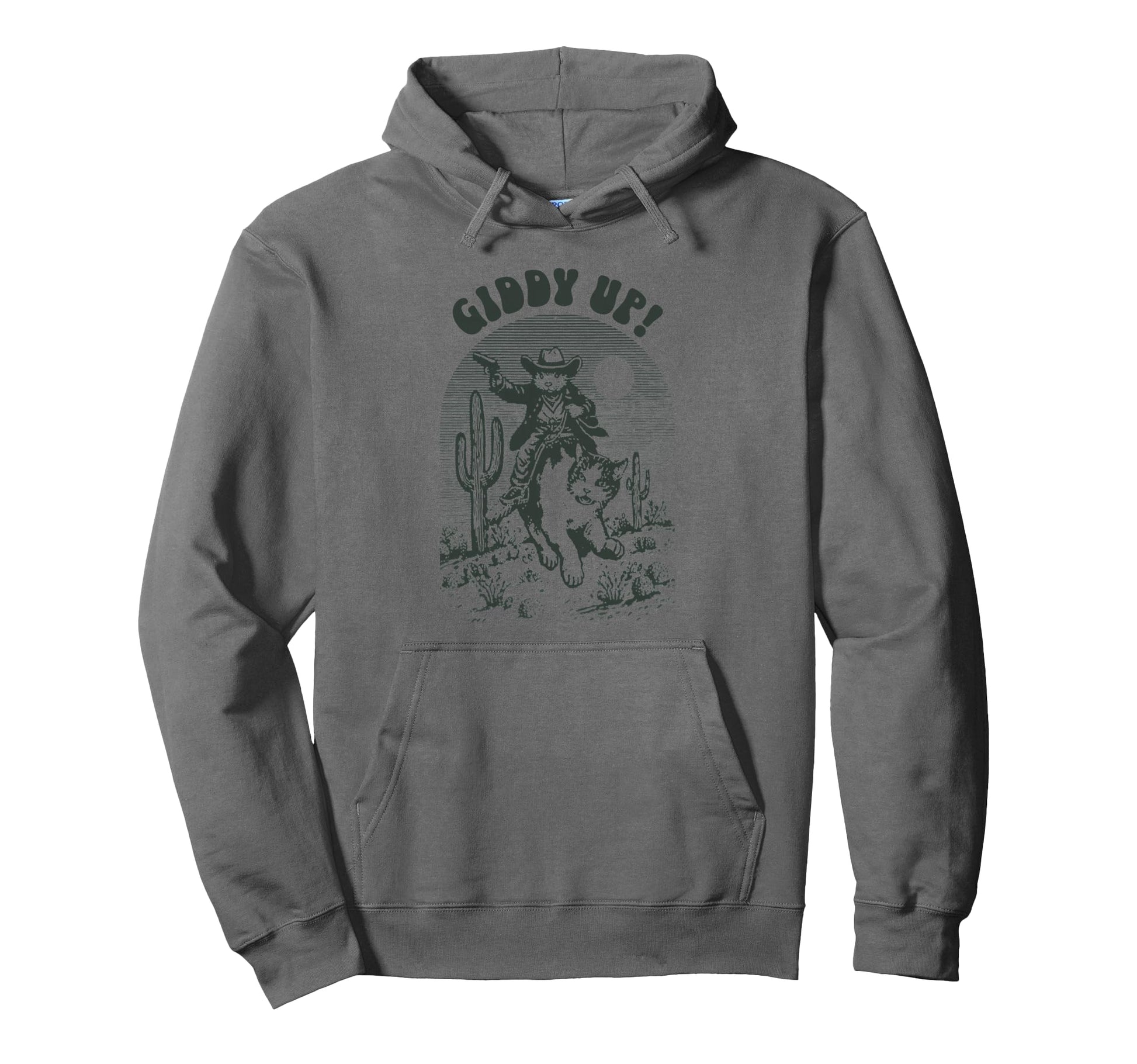 Cowboy Mouse Riding Cat Western Rodeo Hoodie - Minimalist Print Unisex - T-Shirt, Sweatshirt, Hoodie