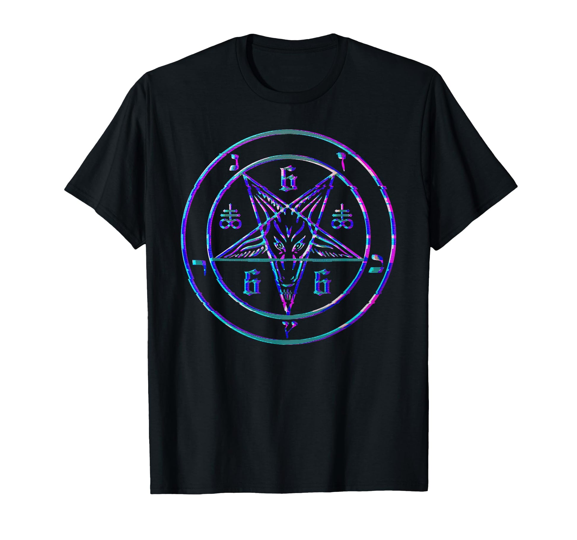 Vaporwave Satanic Pentagram Glitch T-Shirt - Novelty Apparel Men Women - T-Shirt, Sweatshirt, Hoodie