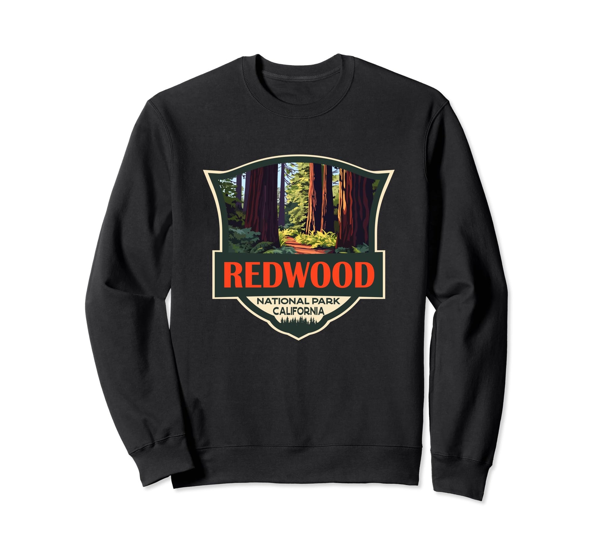 Redwood National Park Illustration Badge Sweatshirt - Trendy Graphic Unisex - T-Shirt, Sweatshirt, Hoodie