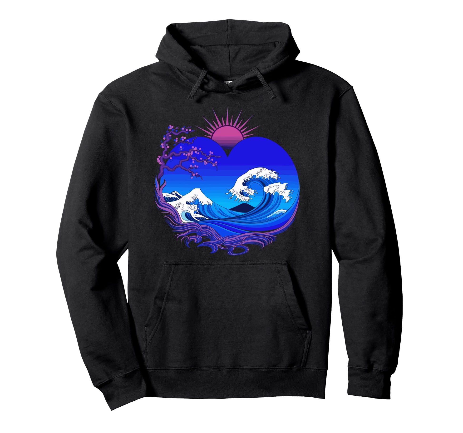 Big Wave Vaporwave Aesthetic 80S Anime Hoodie - Aesthetic Graphic Unisex - T-Shirt, Sweatshirt, Hoodie