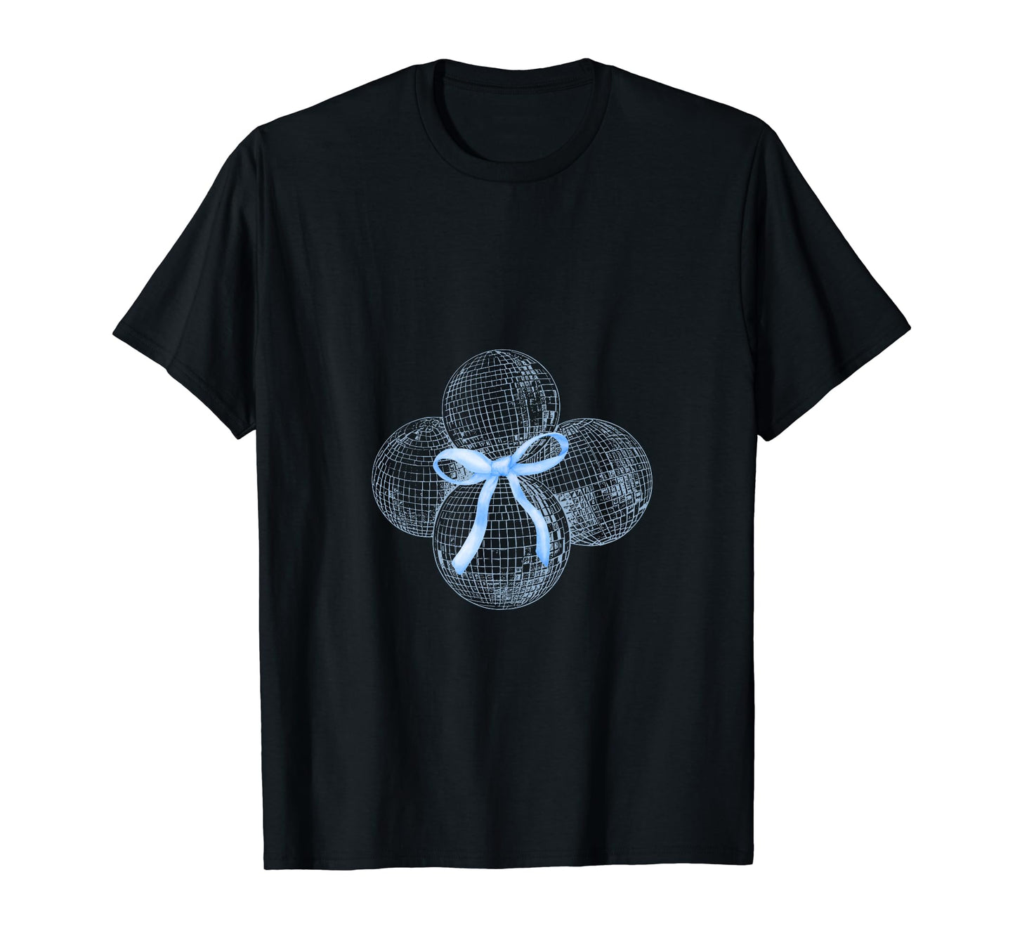 Disco Ball Blue Bow Coquette Girly T-Shirt - Graphic Print for Adults - T-Shirt, Sweatshirt, Hoodie