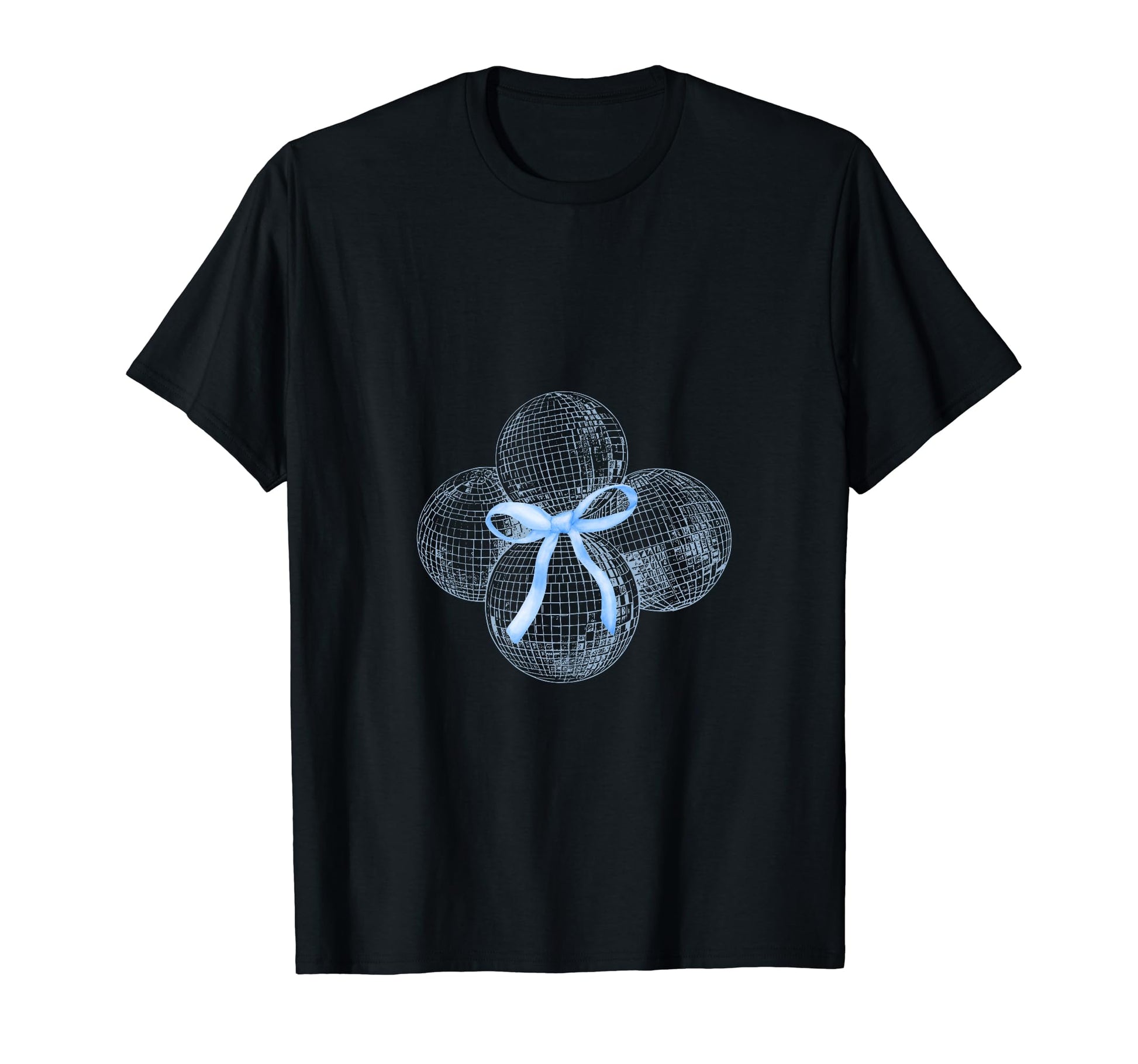 Disco Ball Blue Bow Coquette Girly T-Shirt - Graphic Print for Adults - T-Shirt, Sweatshirt, Hoodie