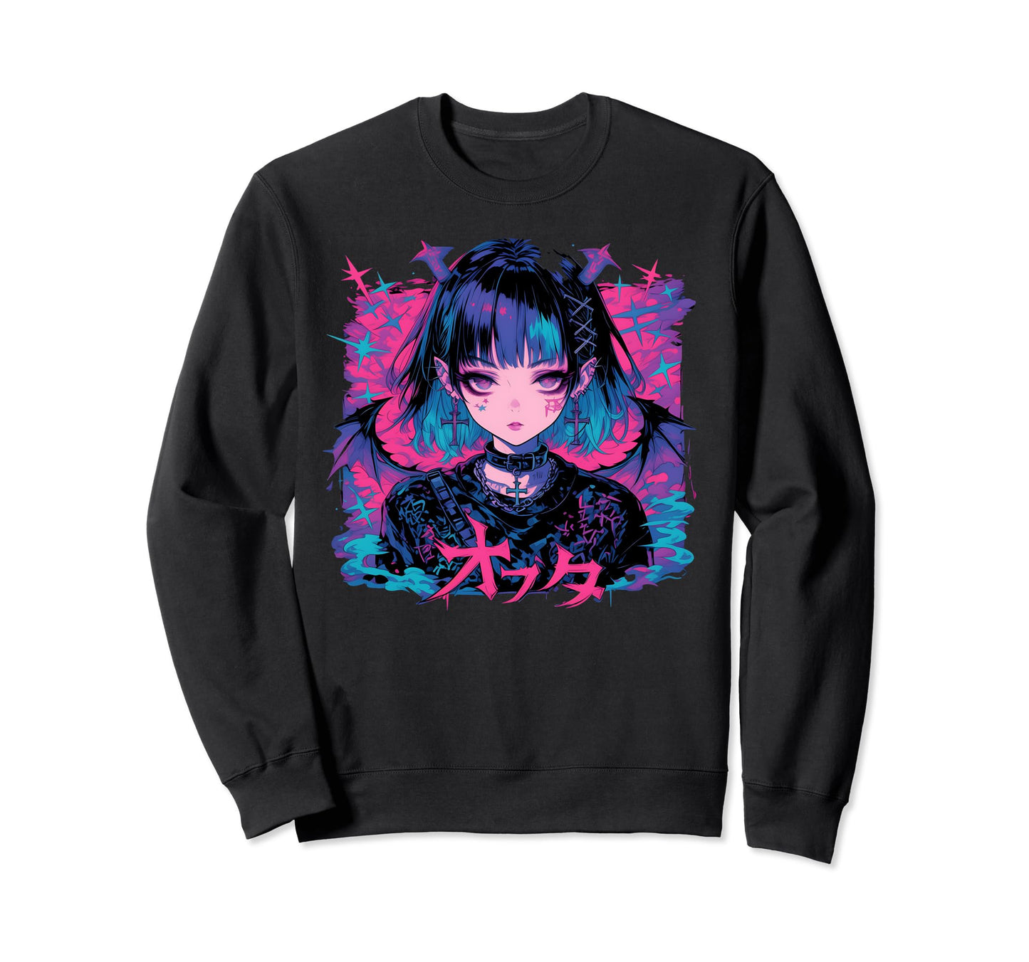 Goth Grunge Demon Anime Waifu Sweatshirt - Custom Art Print for Adults - T-Shirt, Sweatshirt, Hoodie