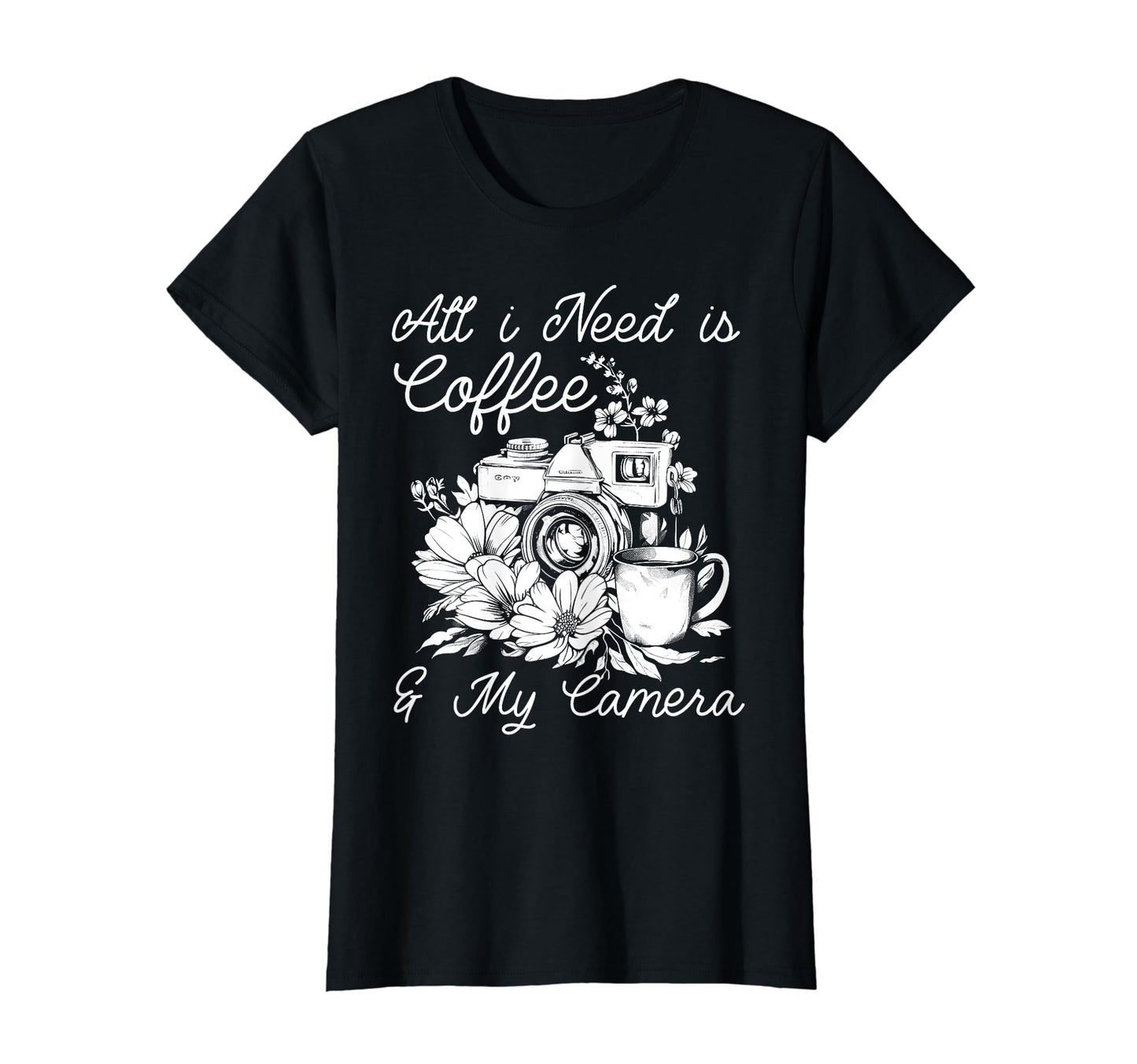 Photographer Coffee Camera Flowers T-Shirt - Streetwear Style Men Women - T-Shirt, Sweatshirt, Hoodie
