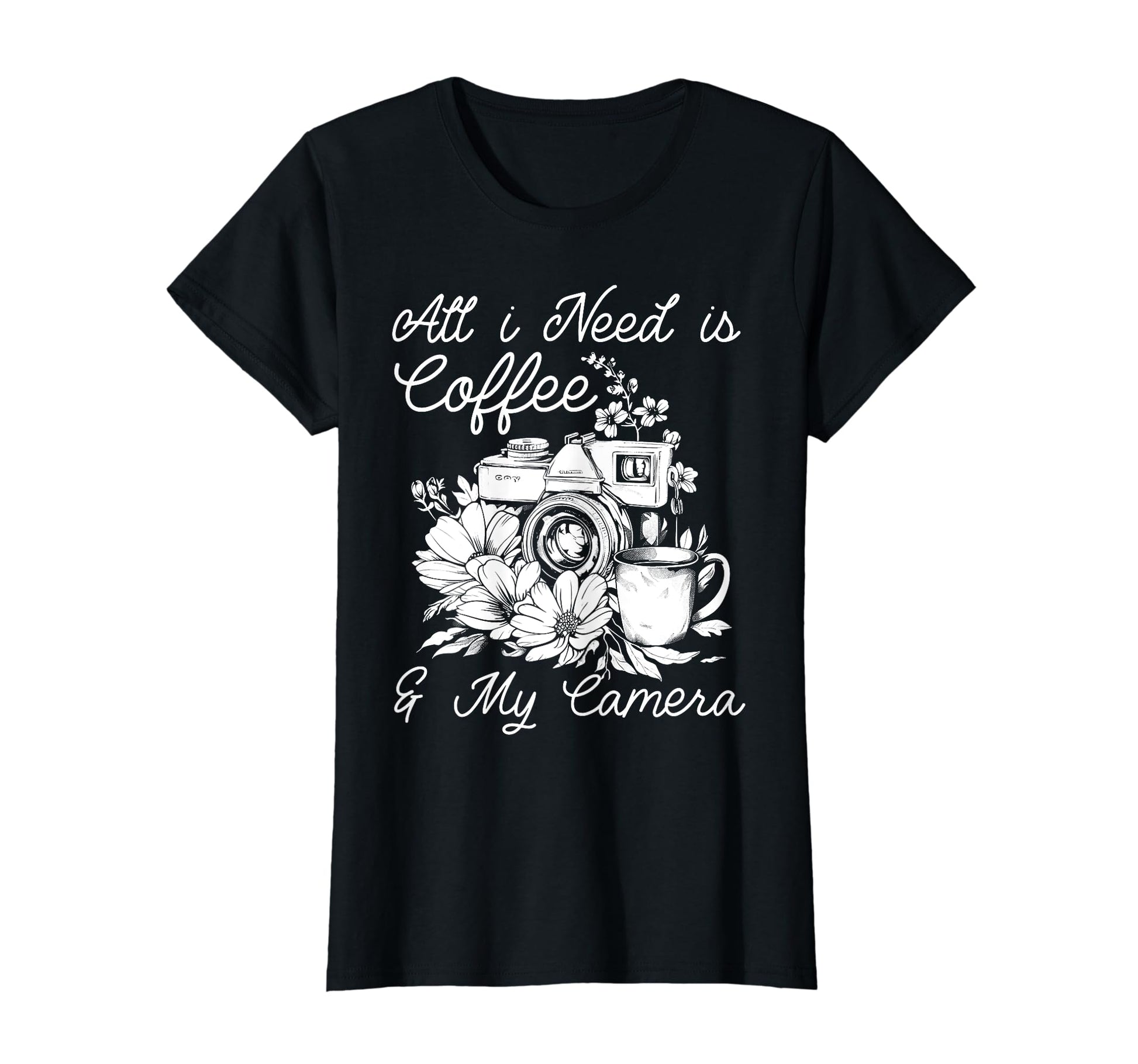 Photographer Coffee Camera Flowers T-Shirt - Streetwear Style Men Women - T-Shirt, Sweatshirt, Hoodie