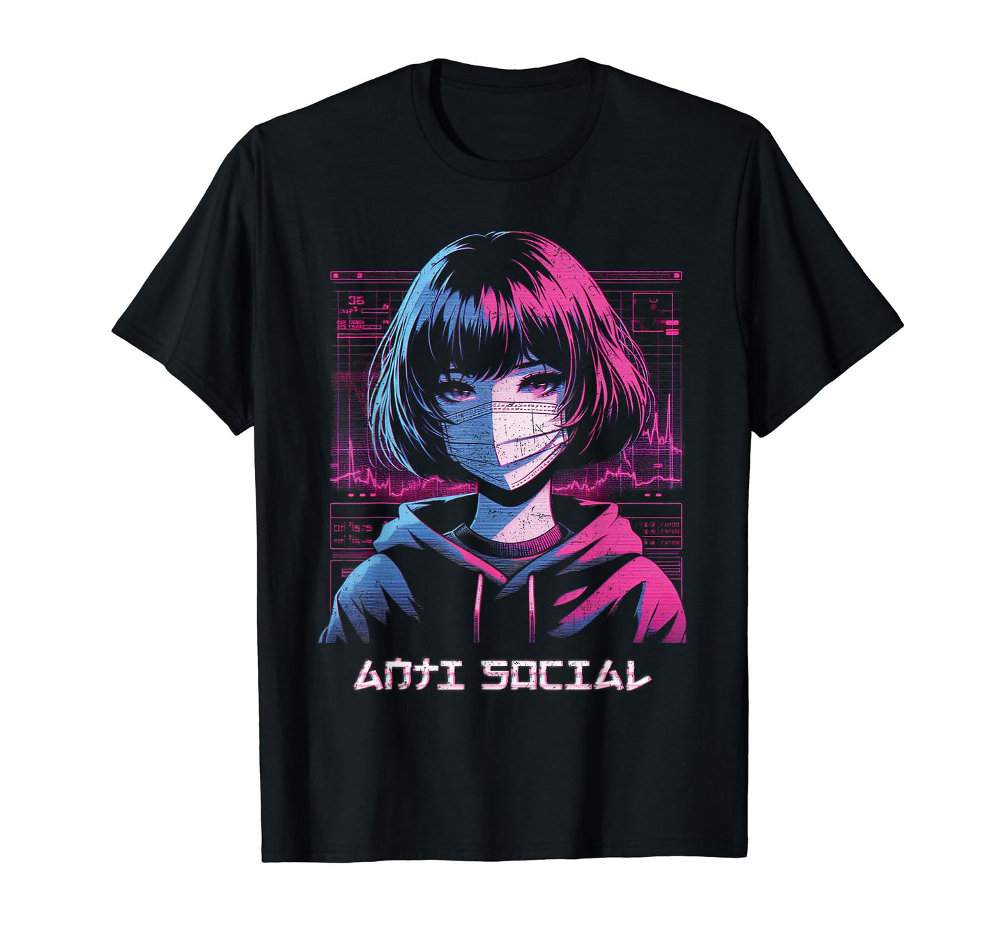 Anime Anti Social Vaporwave Aesthetic T-Shirt - Unique Graphic Unisex - T-Shirt, Sweatshirt, Hoodie