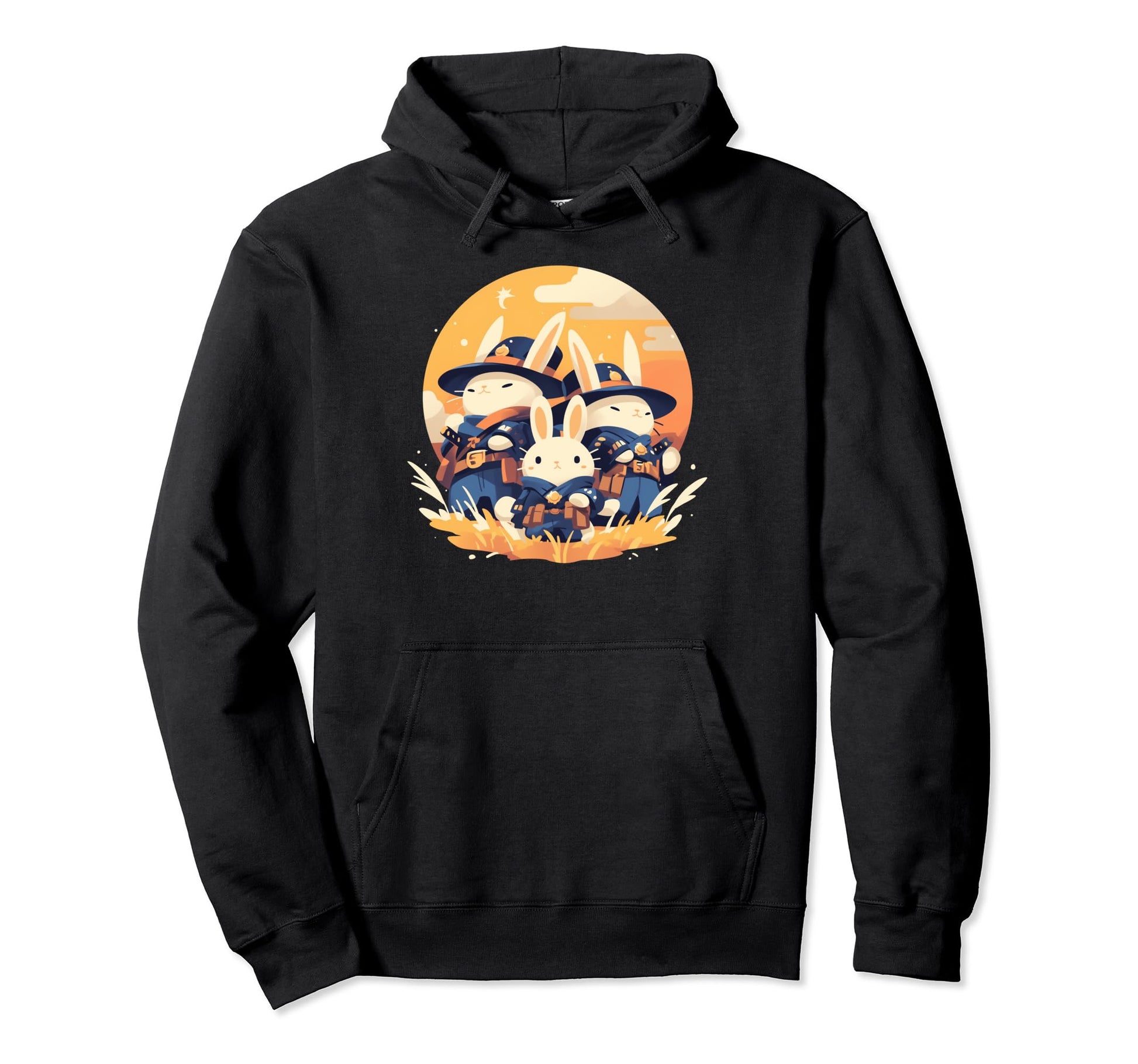 Rabbit Howling Moon Cowboy Funny Hoodie - Novelty Apparel Unisex - T-Shirt, Sweatshirt, Hoodie