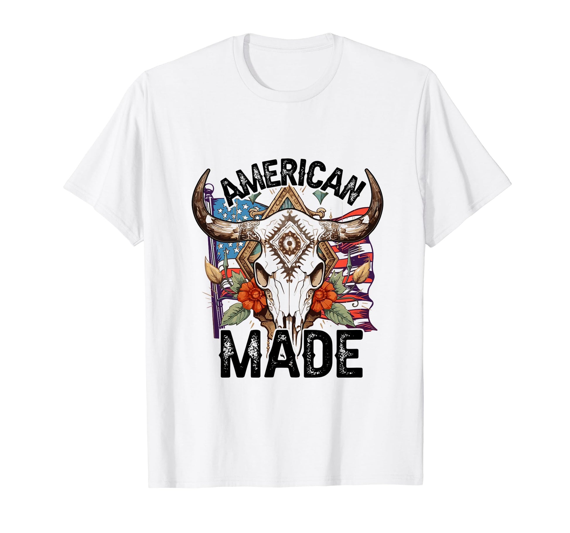 American Made Skull Cowboy And T-Shirt - Casual Everyday Wear Men Women - T-Shirt, Sweatshirt, Hoodie