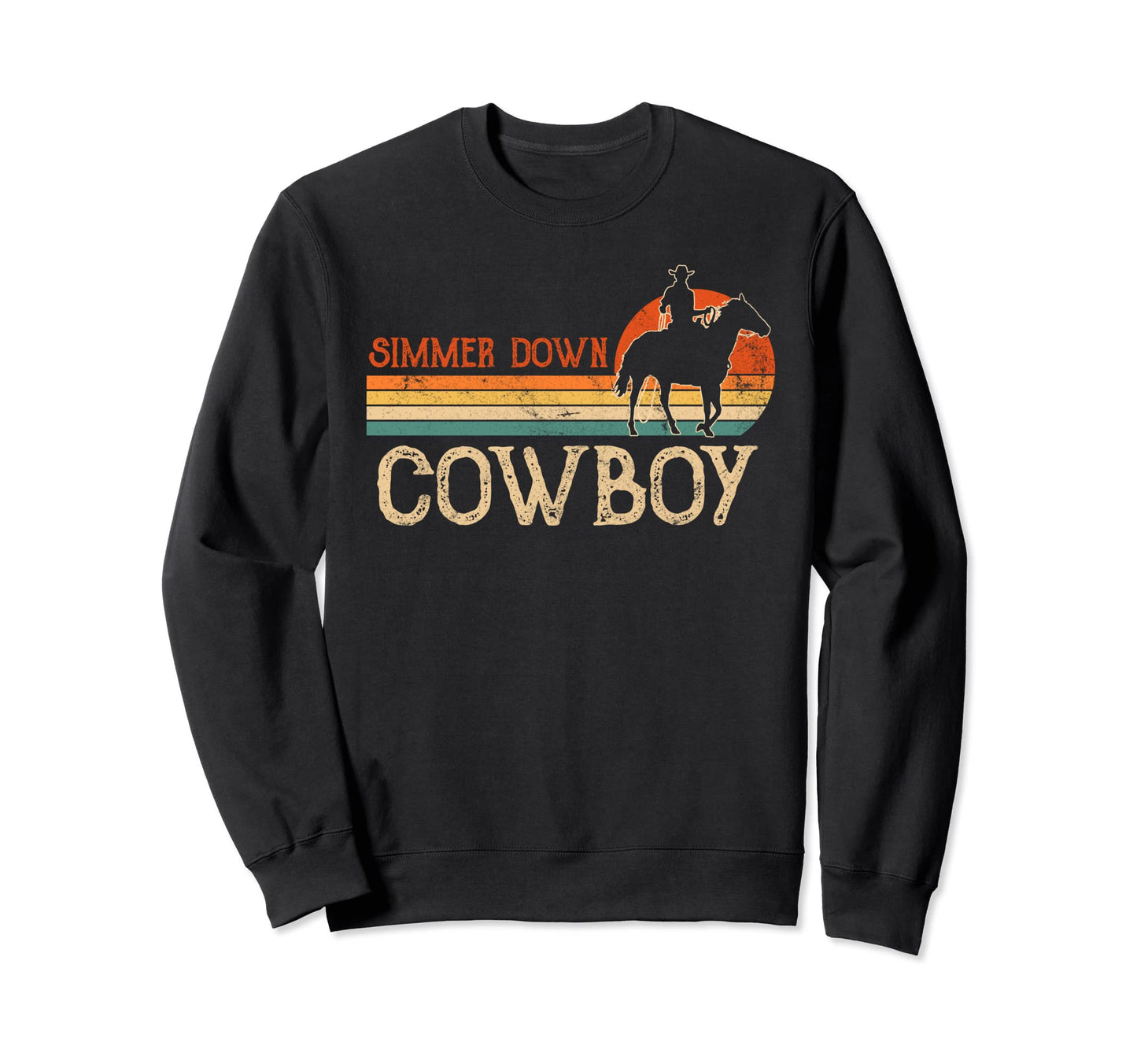 Western Cowboy Horseback Simmer Sweatshirt - Minimalist Print Men Women - T-Shirt, Sweatshirt, Hoodie