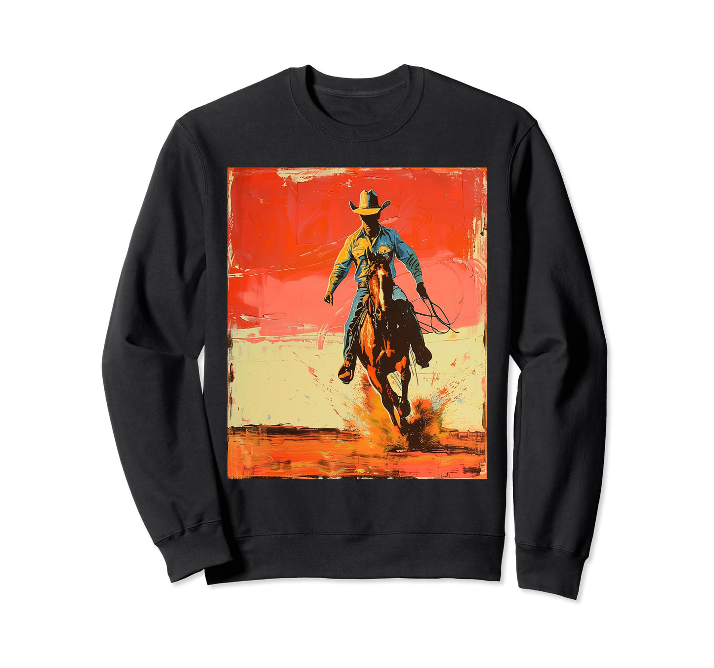 1950S Western Ranch Cowboy Hat Sweatshirt - Fun Novelty Design for Adults - T-Shirt, Sweatshirt, Hoodie