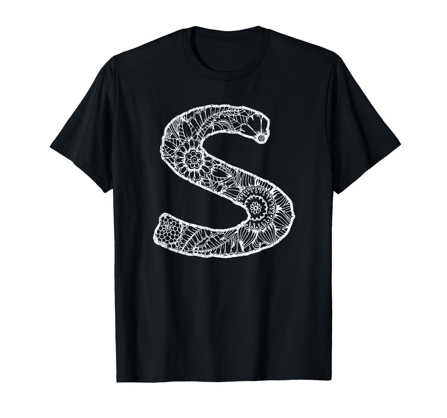 Capital Letter S Floral Chic Boho T-Shirt - Minimalist Print for Adults - T-Shirt, Sweatshirt, Hoodie