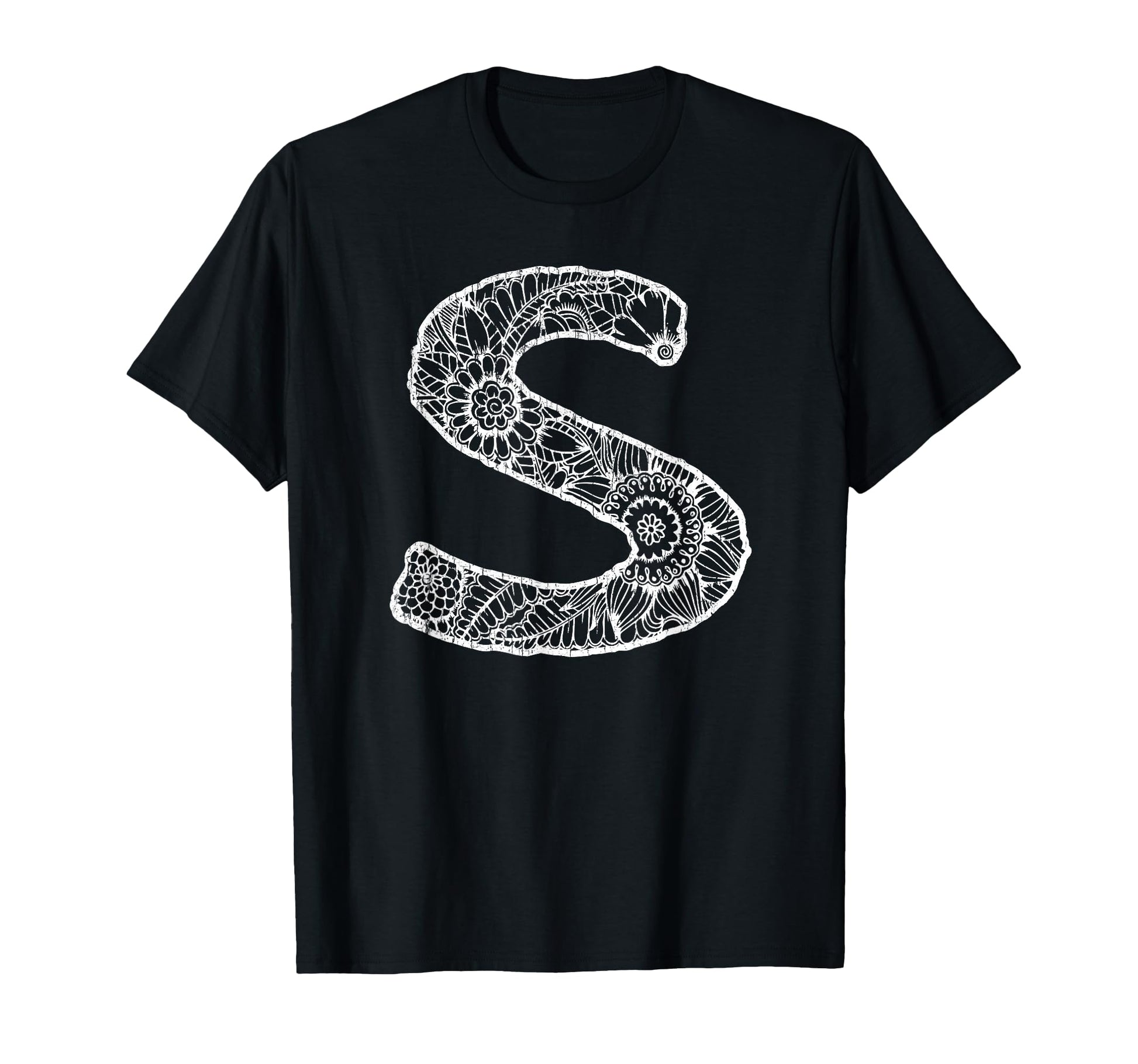 Capital Letter S Floral Chic Boho T-Shirt - Minimalist Print for Adults - T-Shirt, Sweatshirt, Hoodie