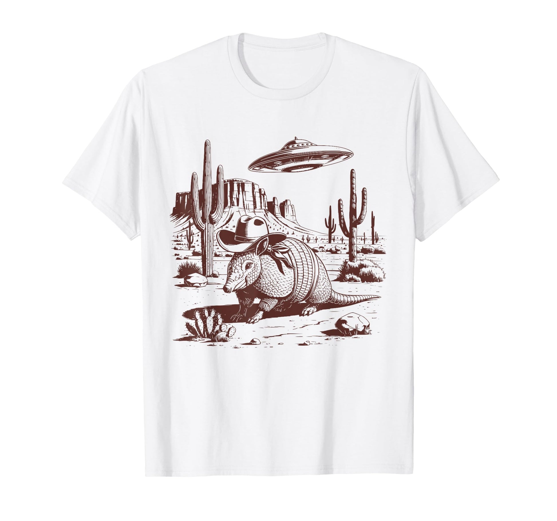 Armadillo Ufo Western Alien 90S Cowboy T-Shirt - Custom Art Print Unisex - T-Shirt, Sweatshirt, Hoodie
