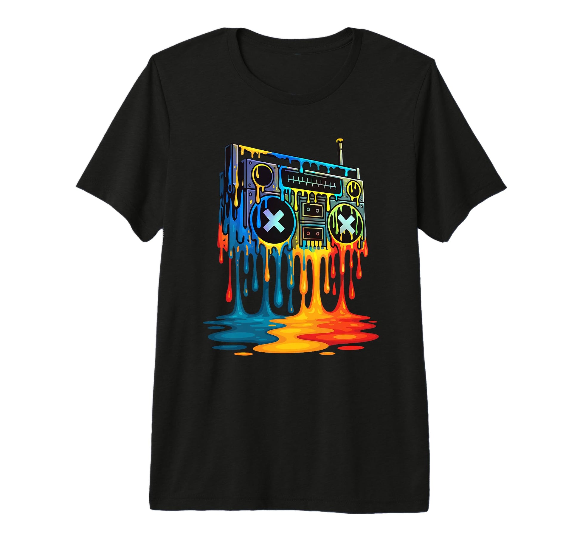 Dripping Paint Boombox 80S 90S Old T-Shirt - Unique Graphic for Adults - T-Shirt, Sweatshirt, Hoodie