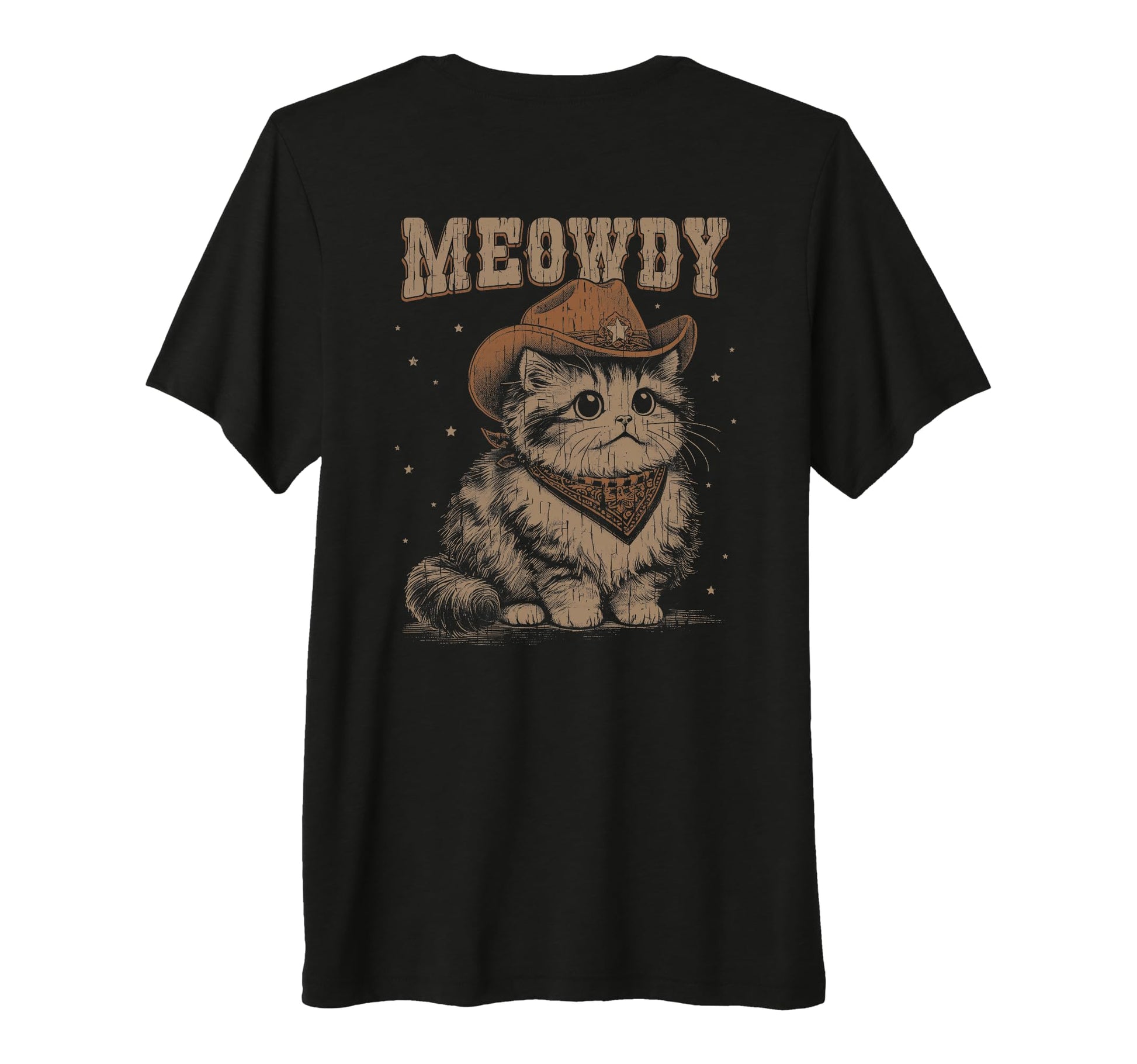 Meowdy Cat Funny Western Cowboy Tri Blend T-Shirt - Novelty Apparel Unisex - T-Shirt, Sweatshirt, Hoodie