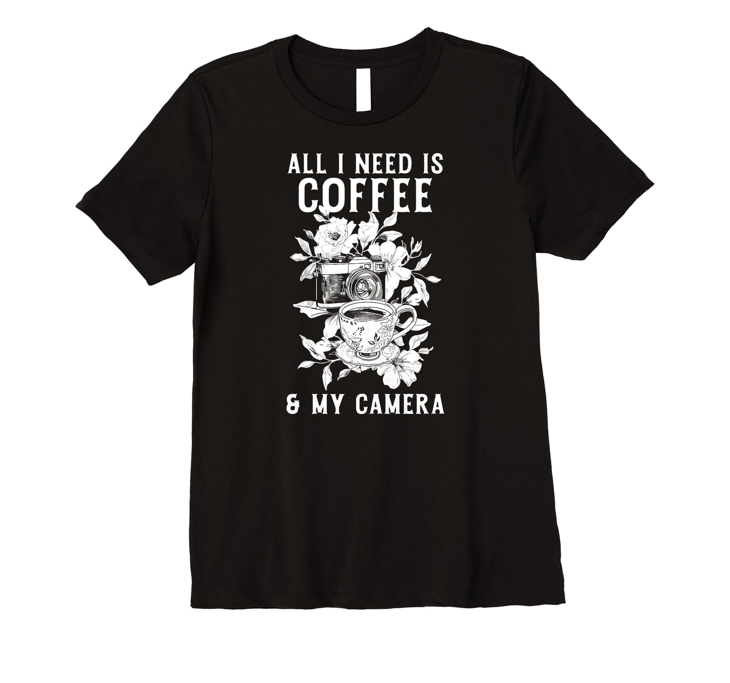 Womens Coffee Camera Photographer T-Shirt - Casual Everyday Wear Unisex - T-Shirt, Sweatshirt, Hoodie