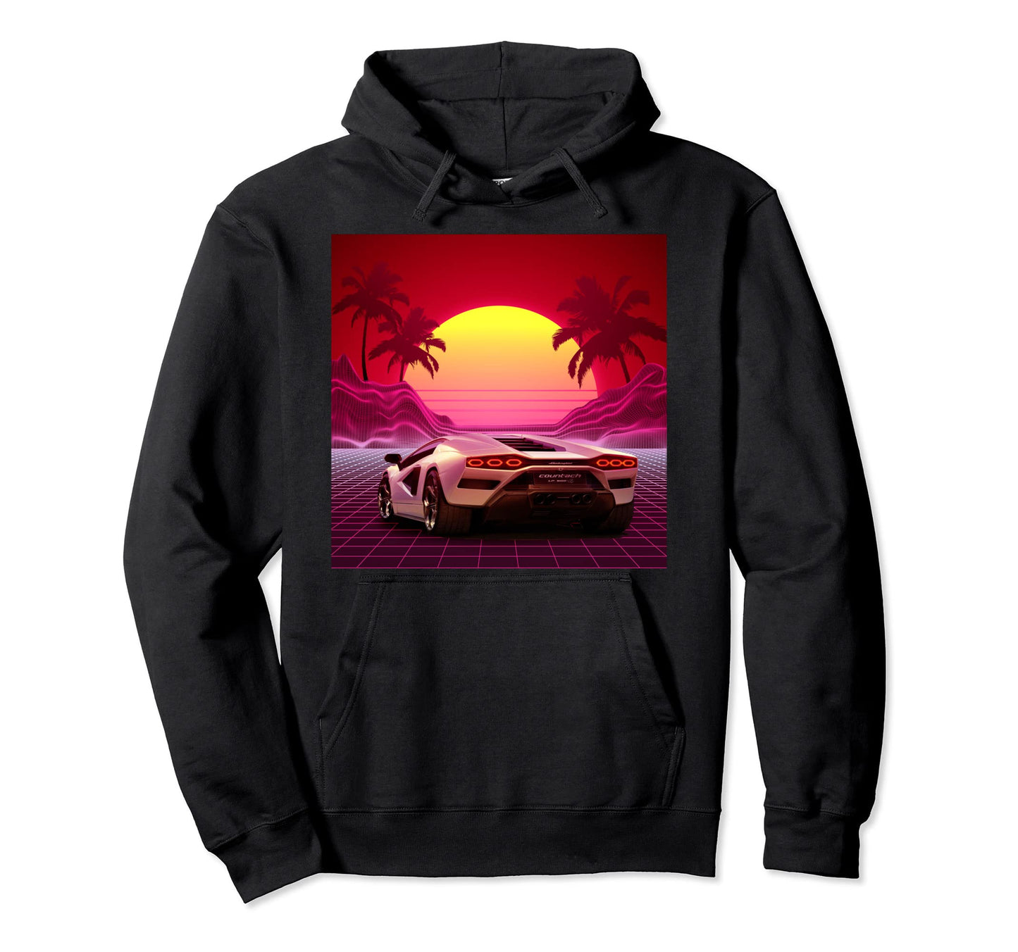 Italian Sports Car Vaporwave Hoodie - Casual Everyday Wear for Adults - T-Shirt, Sweatshirt, Hoodie