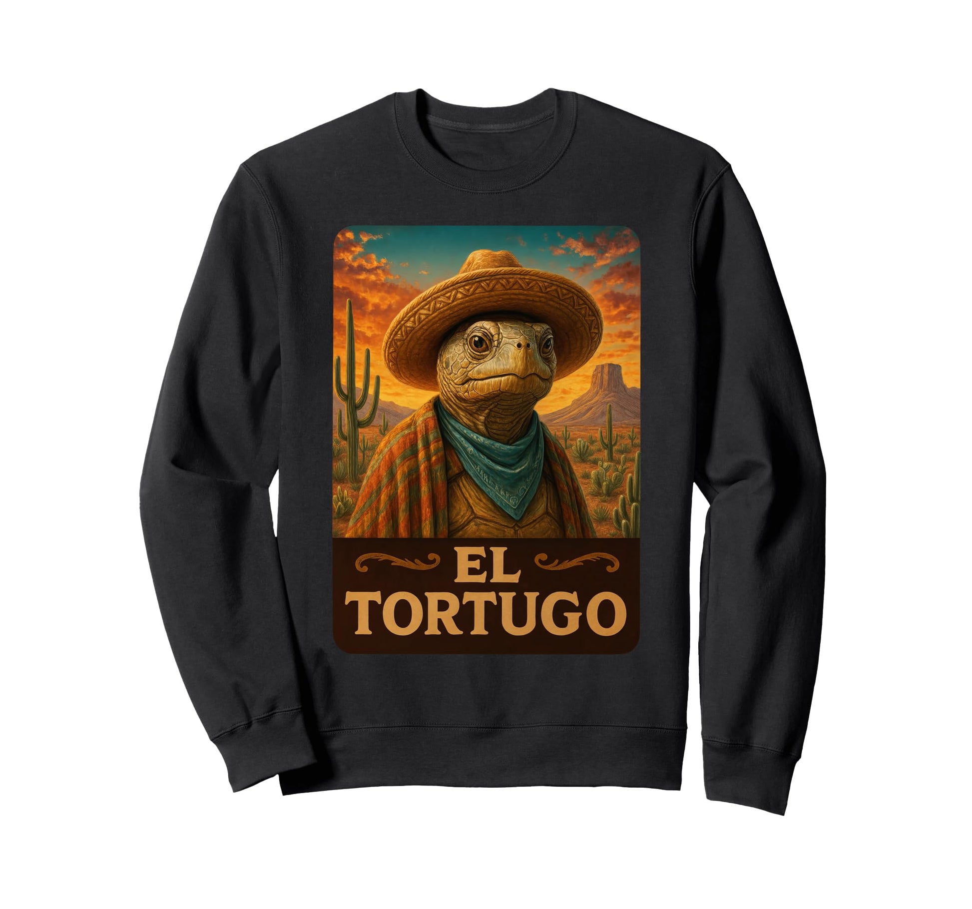 Tortoise El Tortugo Wild West Sweatshirt - Custom Art Print Men Women - T-Shirt, Sweatshirt, Hoodie