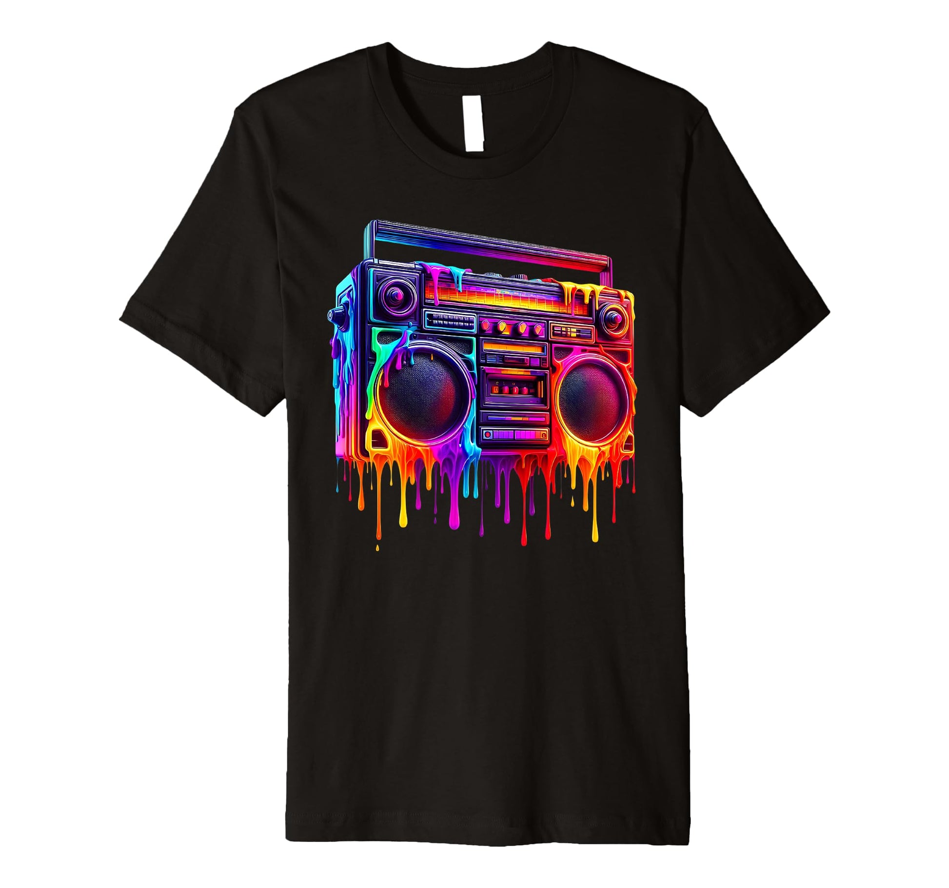 Dripping Paint Boombox Old School 80S T-Shirt - Trendy Graphic for Adults - T-Shirt, Sweatshirt, Hoodie
