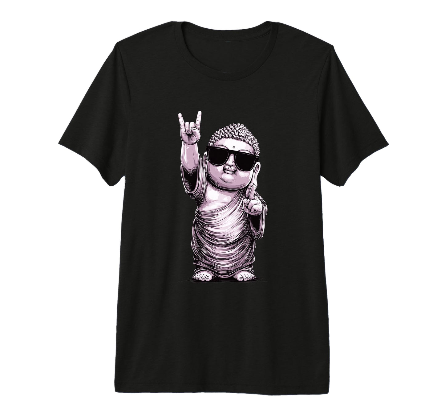 Buddha Peace Sign Rock Tri Blend T-Shirt - Trendy Graphic Men Women - T-Shirt, Sweatshirt, Hoodie