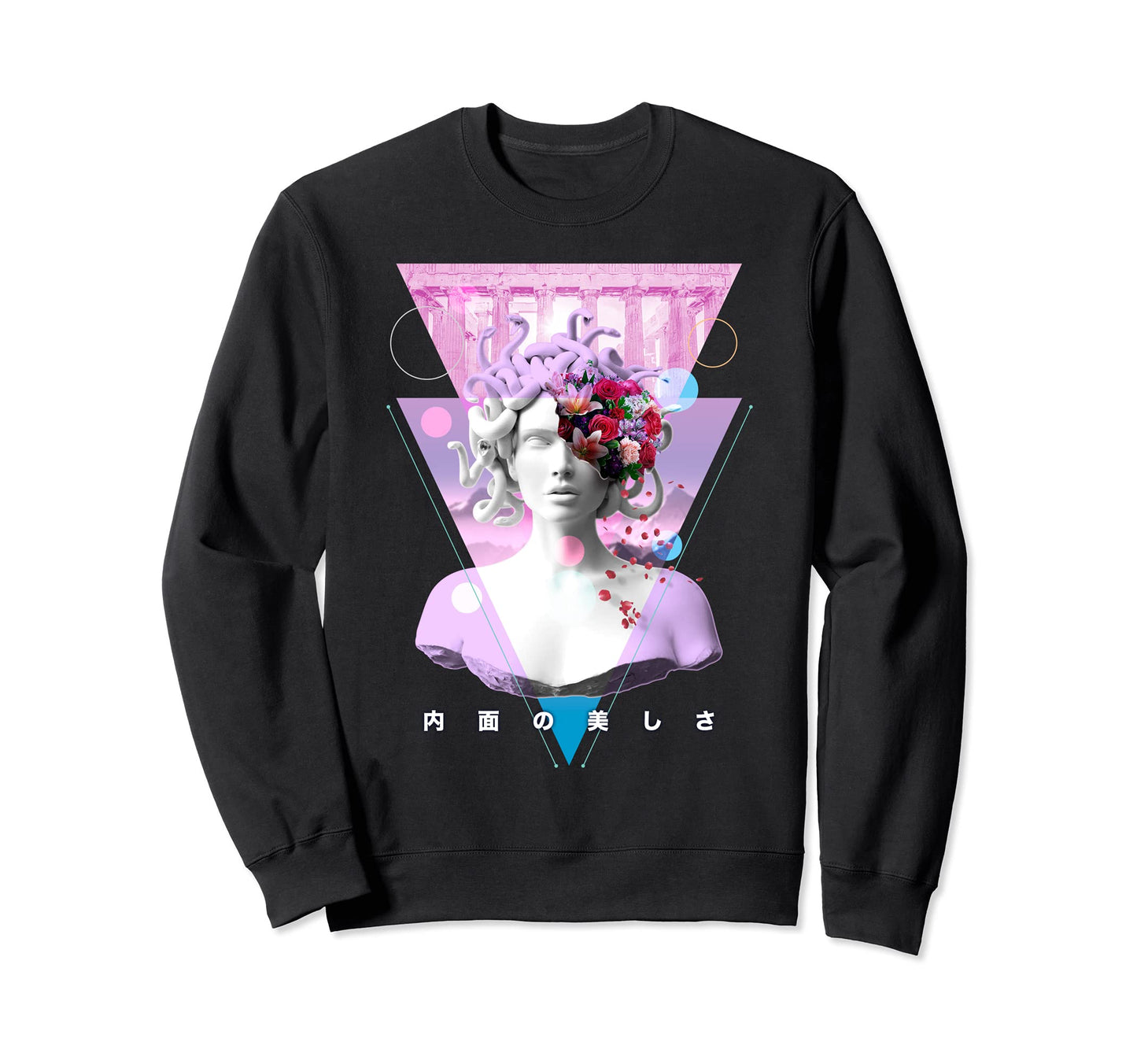 Vaporwave Medusa Statue Aesthetic Sweatshirt - Casual Everyday Wear Unisex - T-Shirt, Sweatshirt, Hoodie