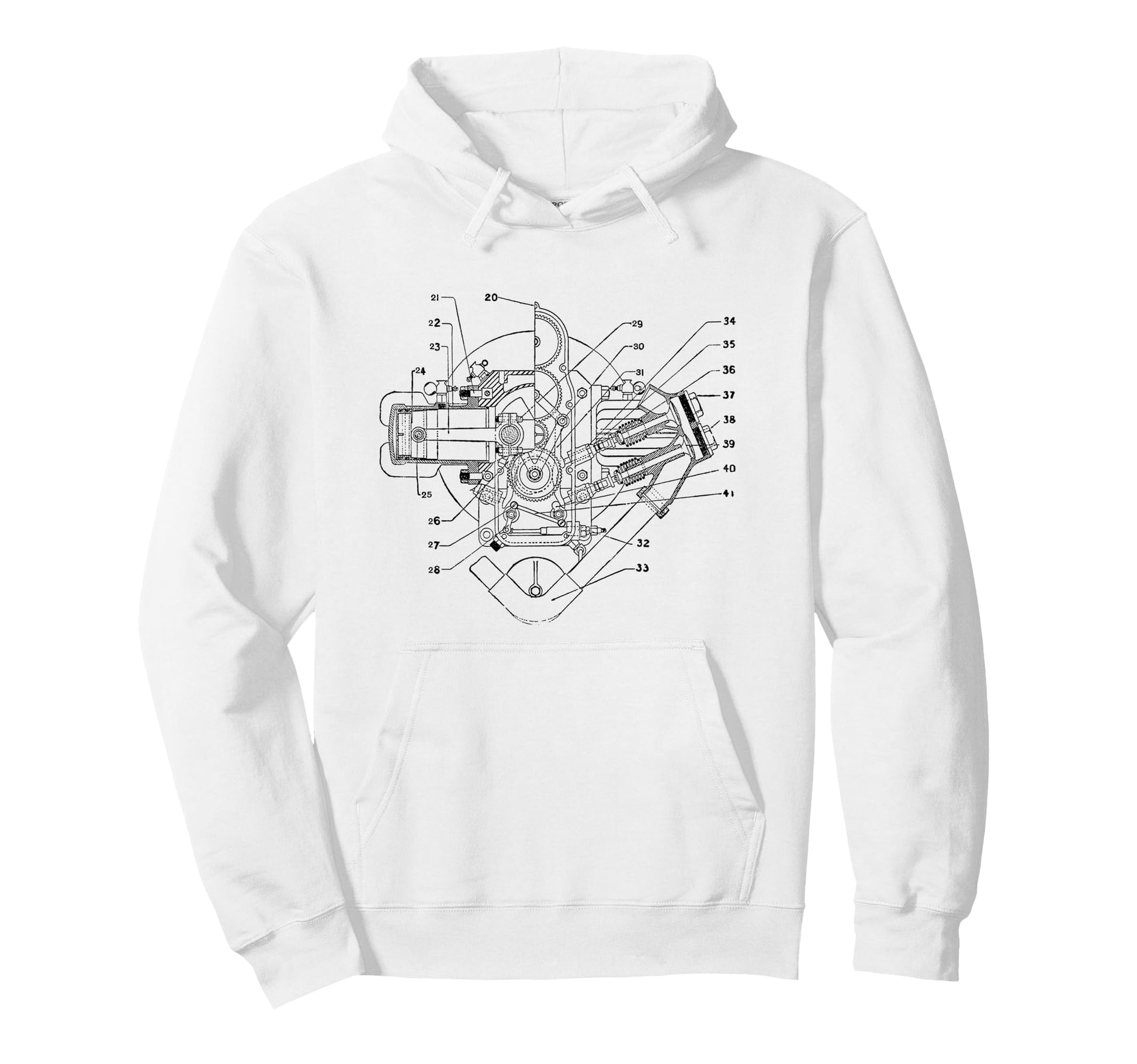 Motorcycle Diagram Douglas Opposed Hoodie - Fun Novelty Design Men Women - T-Shirt, Sweatshirt, Hoodie