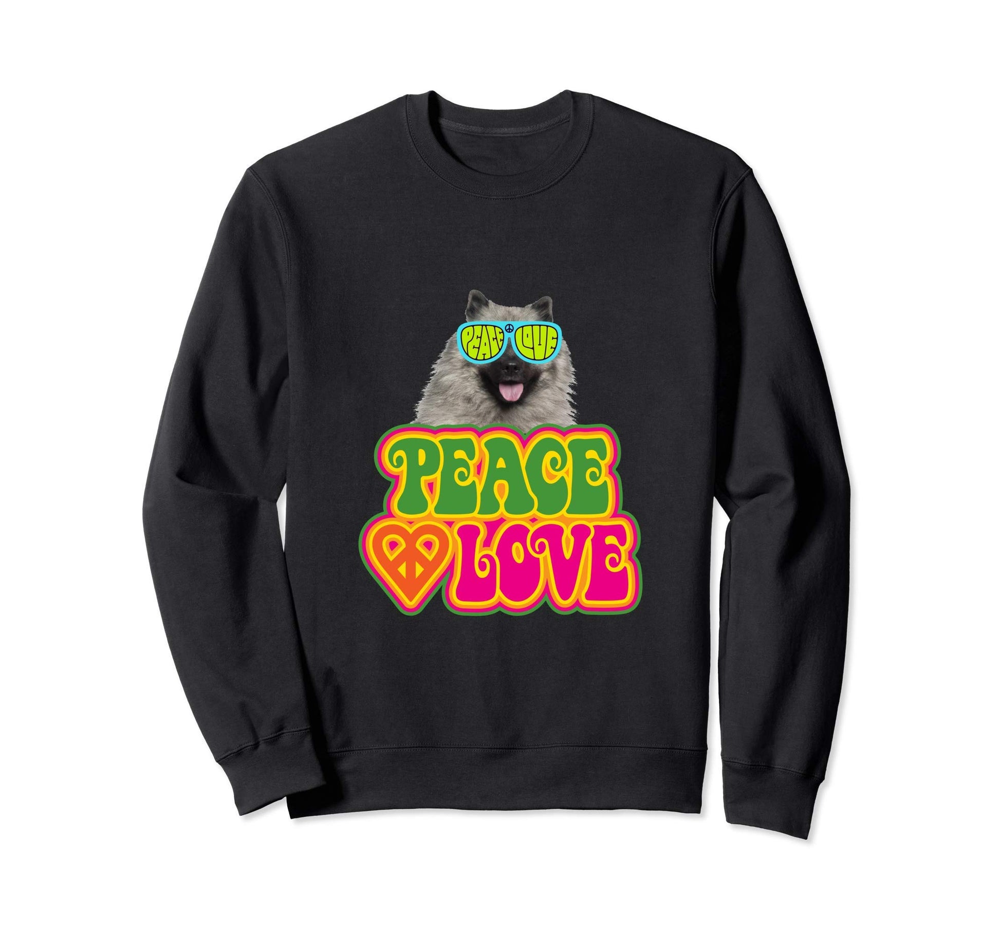 Peace Heart Love Dog Keeshonden Sweatshirt - Trendy Graphic Unisex - T-Shirt, Sweatshirt, Hoodie