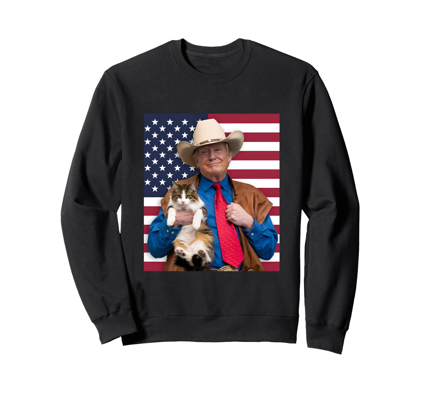Trump Cat Funny Cowboy Trump 2024 Usa Sweatshirt - Unique Graphic Unisex - T-Shirt, Sweatshirt, Hoodie