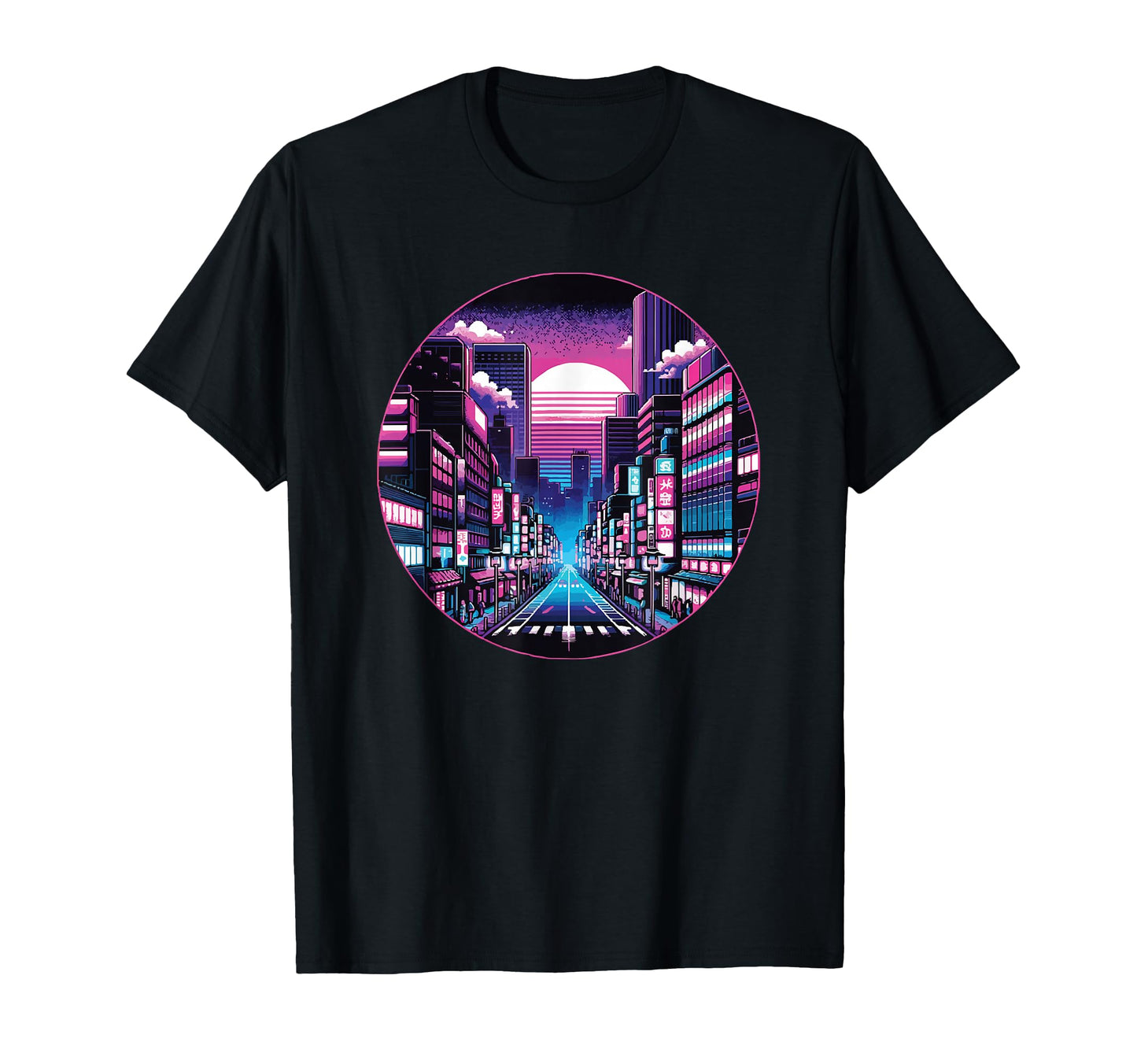 Tokyo Streets Nightscape Pixel T-Shirt - Streetwear Style Men Women - T-Shirt, Sweatshirt, Hoodie