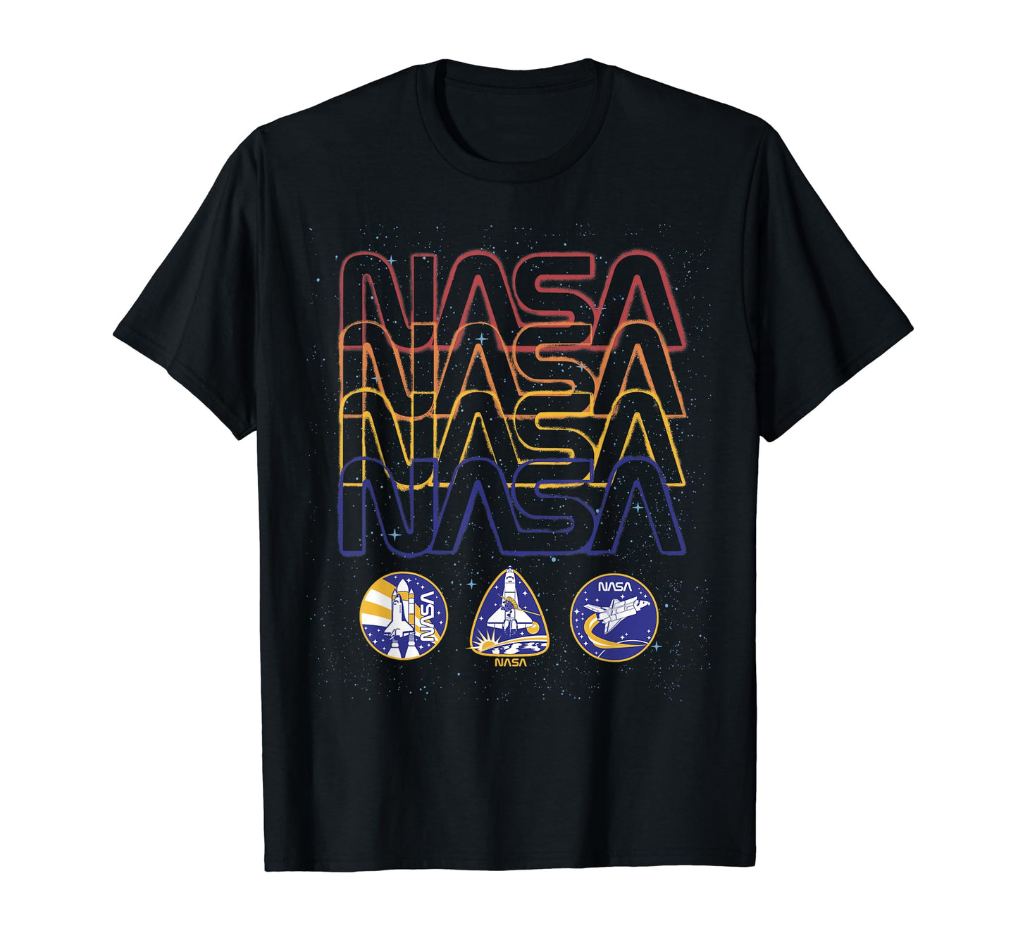 Nasa Starry Rainbow Repeat Badges T-Shirt - Minimalist Print for Adults - T-Shirt, Sweatshirt, Hoodie