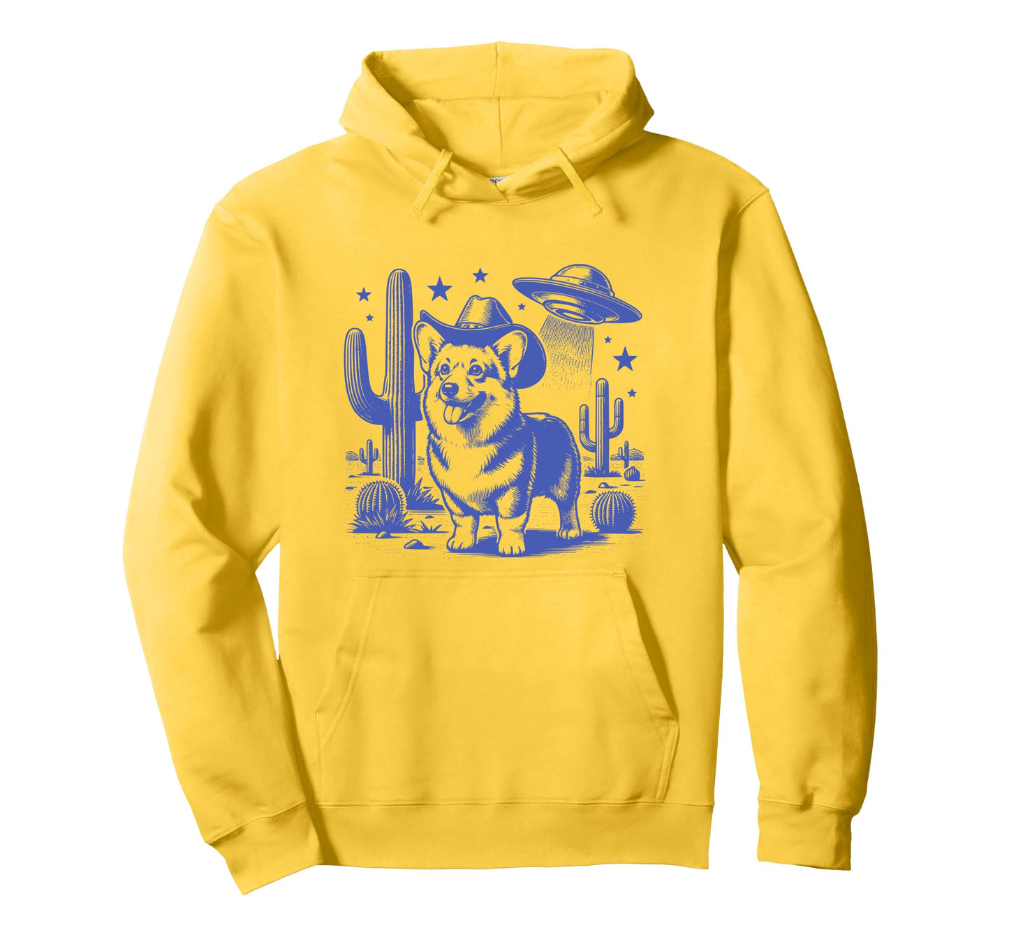 Corgi Cowboy Dog Ufo Western Corgi Dog Hoodie - Novelty Apparel Men Women - T-Shirt, Sweatshirt, Hoodie