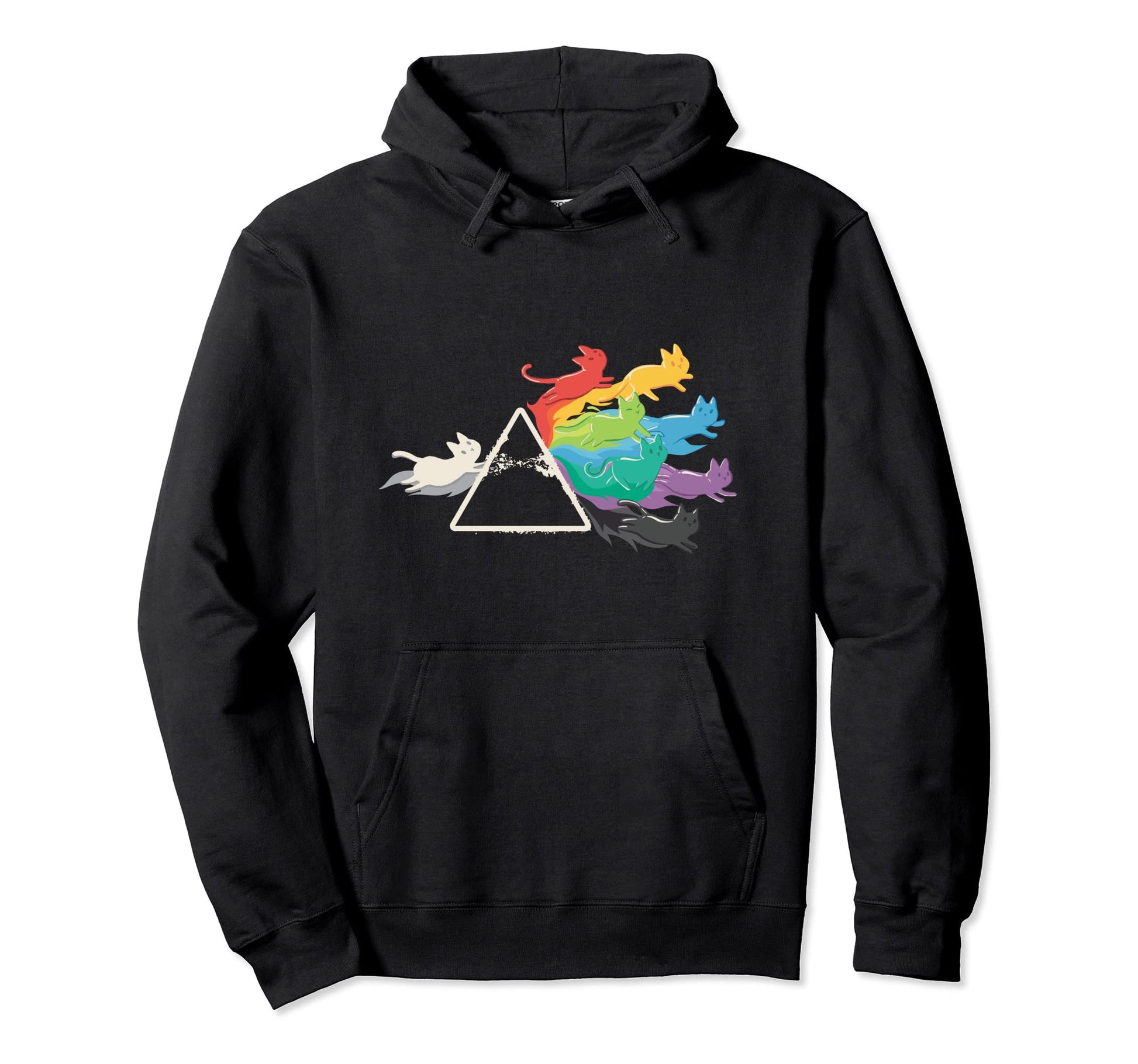Stylish Prism Rainbow Cat Hoodie - Custom Art Print Men Women - T-Shirt, Sweatshirt, Hoodie