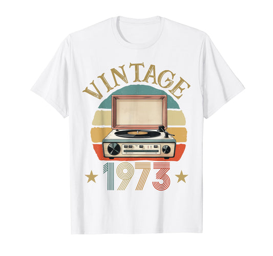 1973 Born 1973 Sunset Vinyl Record T-Shirt - Fun Novelty Design for Adults - T-Shirt, Sweatshirt, Hoodie