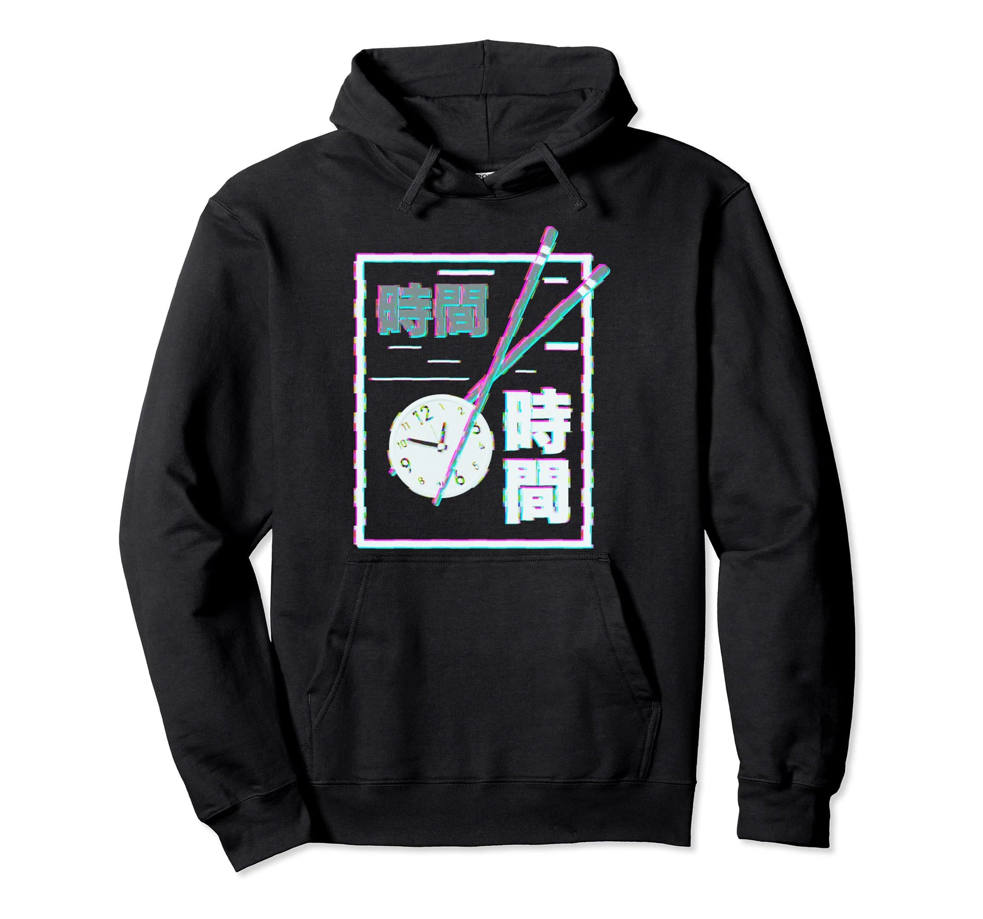 Otaku Kanji Anime Glitch Aesthetic Hoodie - Fun Novelty Design for Adults - T-Shirt, Sweatshirt, Hoodie