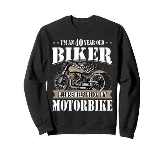 40Th Biker Birthday Gifts Motorcycle Sweatshirt - Custom Art Print Unisex - T-Shirt, Sweatshirt, Hoodie