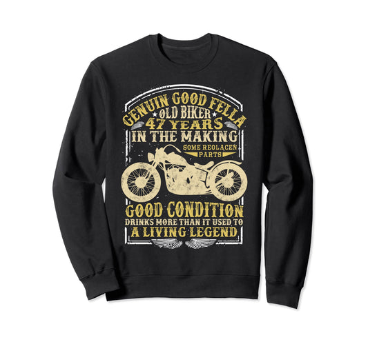 47 Years Old Biker Birthday Sweatshirt - Unique Graphic Men Women - T-Shirt, Sweatshirt, Hoodie