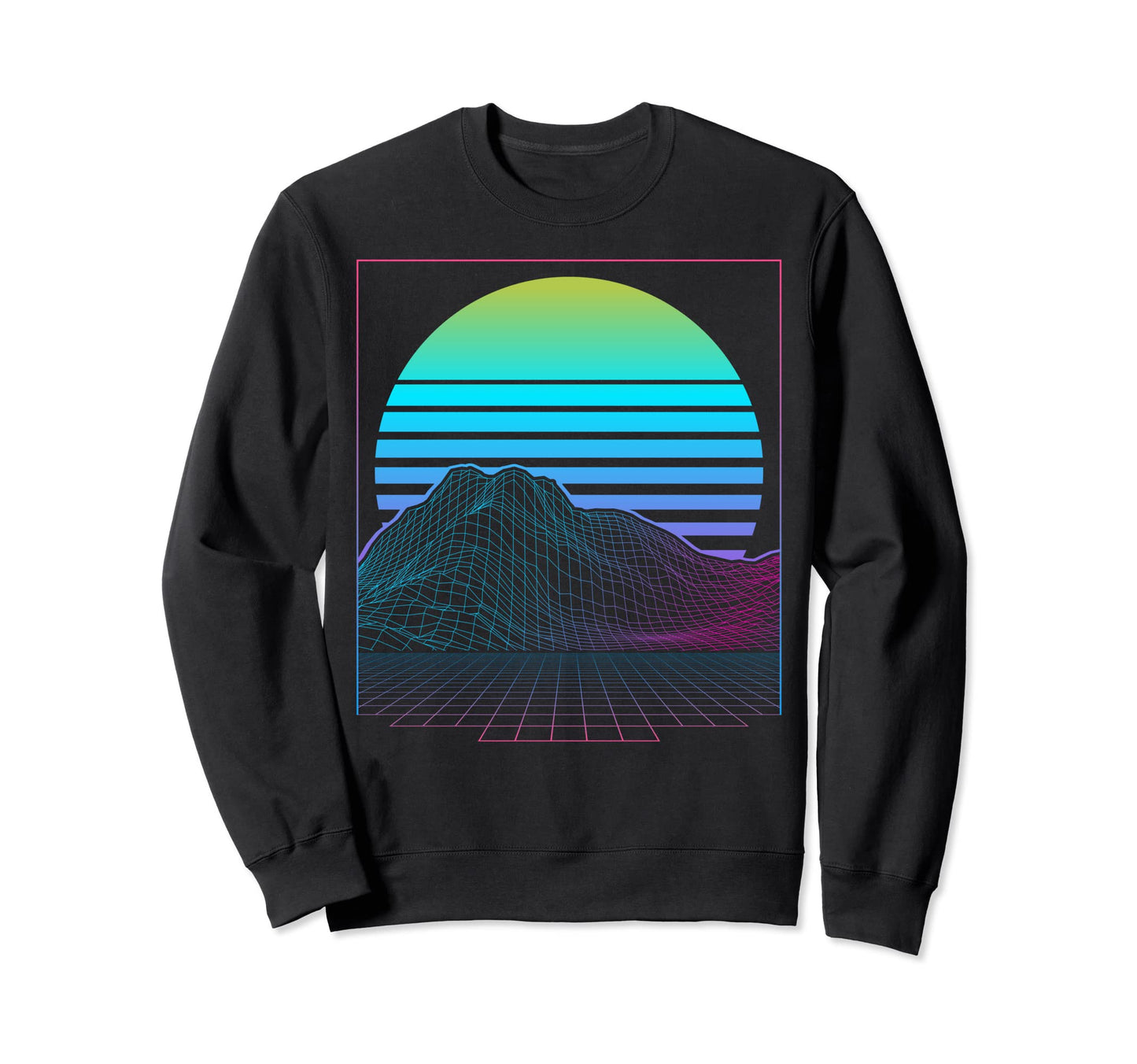 Vaporwave Aesthetic Sunset Retrowave Sweatshirt - Graphic Print for Adults - T-Shirt, Sweatshirt, Hoodie