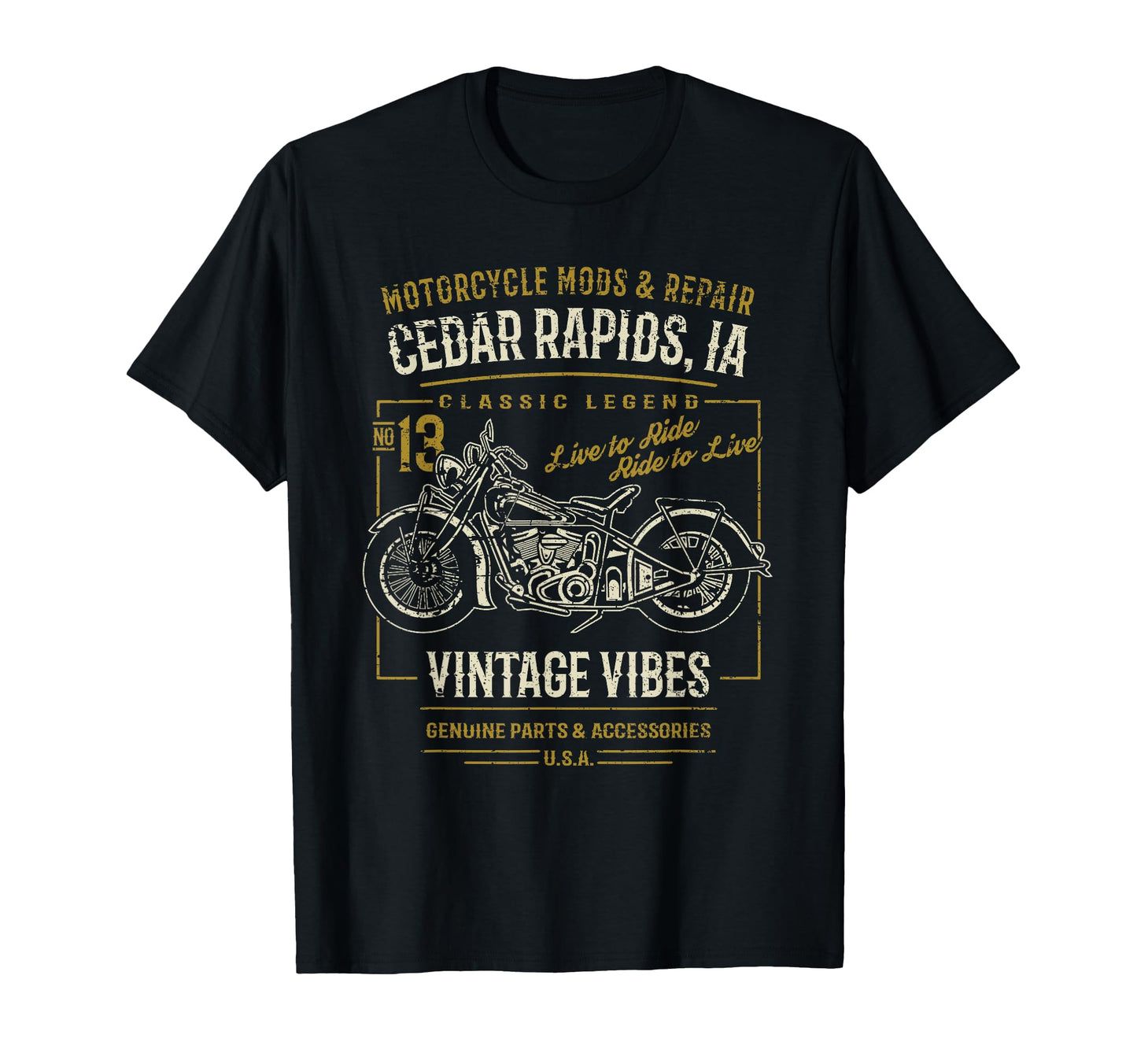 Cedar Rapids Ia Usa Motorcycle T-Shirt - Minimalist Print Unisex - T-Shirt, Sweatshirt, Hoodie