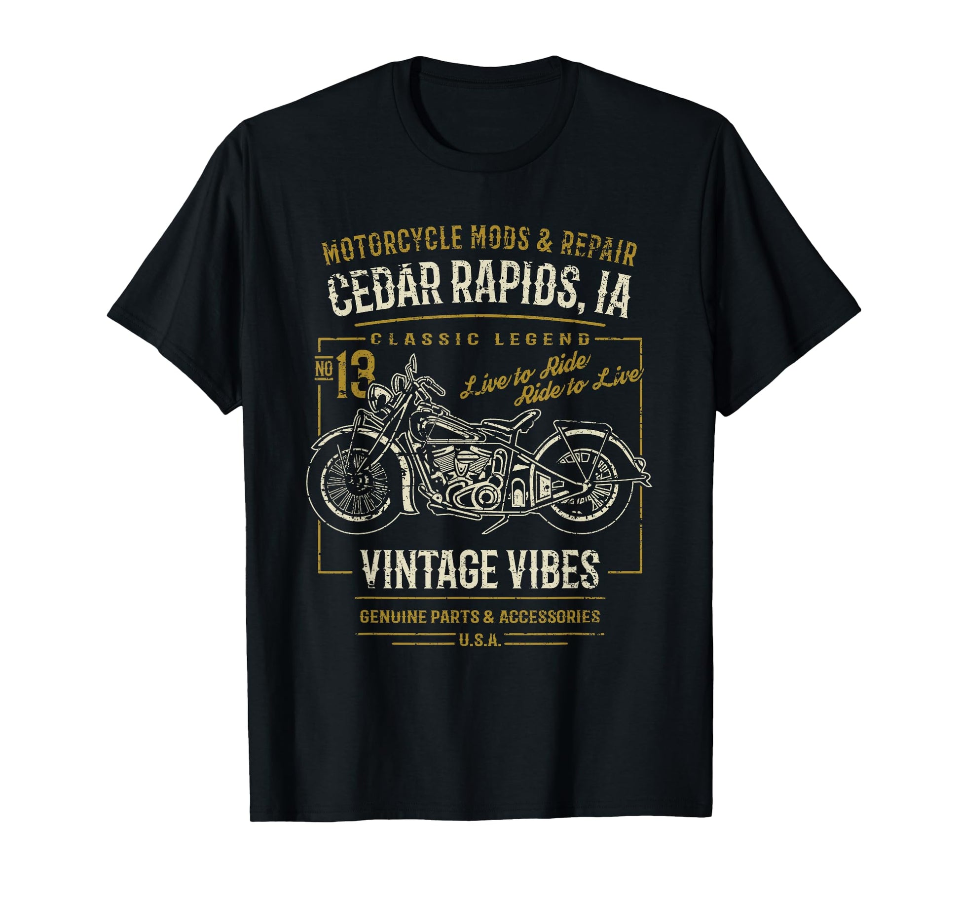 Cedar Rapids Ia Usa Motorcycle T-Shirt - Minimalist Print Unisex - T-Shirt, Sweatshirt, Hoodie