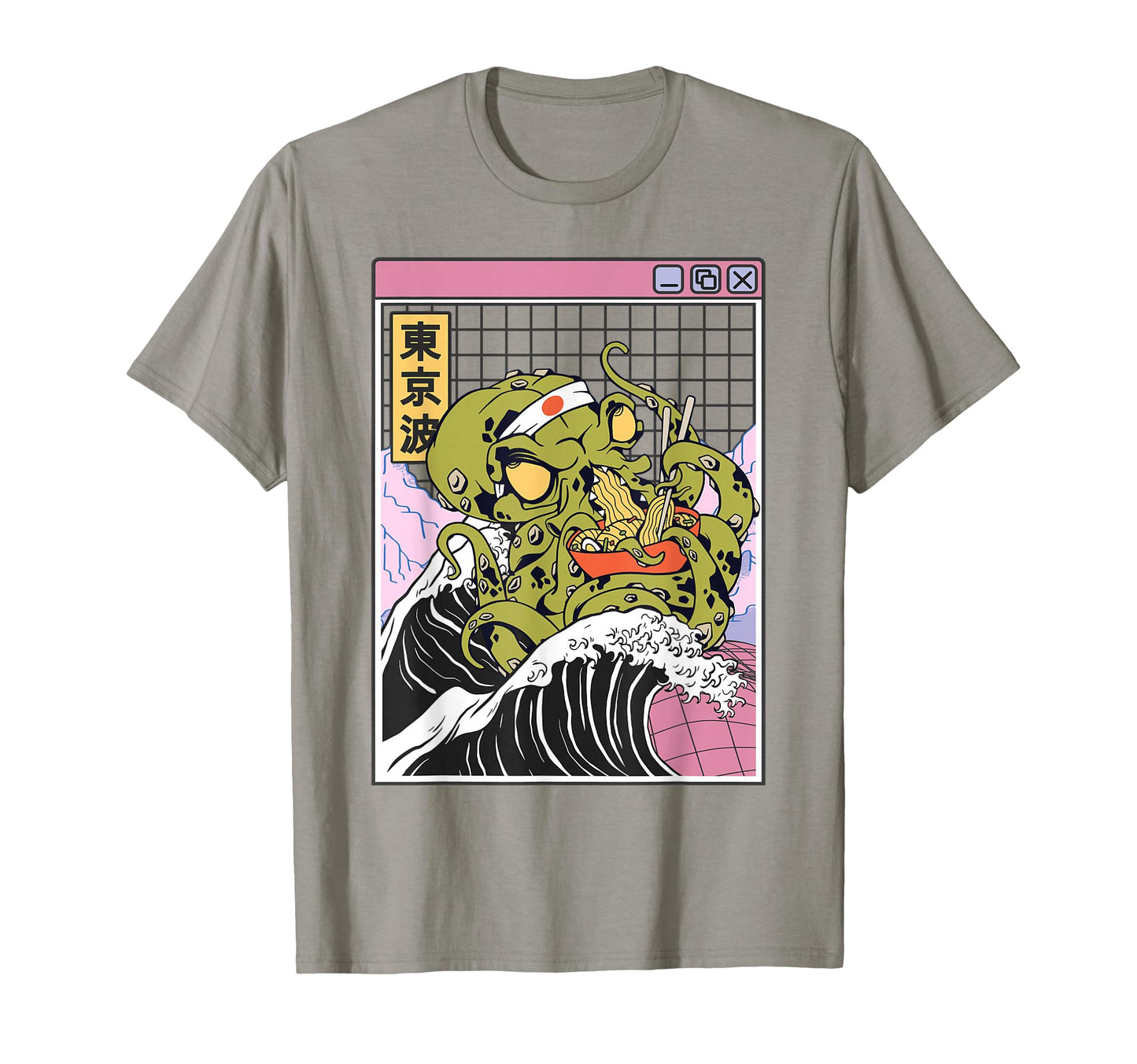 Kraken Eating Ramen Kanagawa Wave T-Shirt - Trendy Graphic Men Women - T-Shirt, Sweatshirt, Hoodie