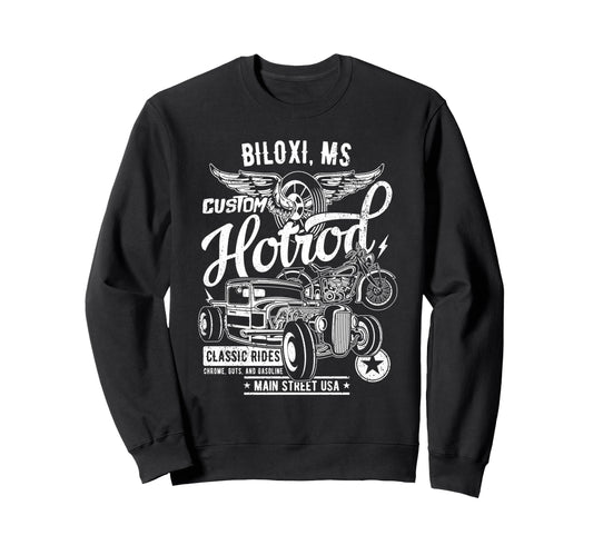 Biloxi Ms Hotrod Car Motorcycle Sweatshirt - Unique Graphic for Adults - T-Shirt, Sweatshirt, Hoodie