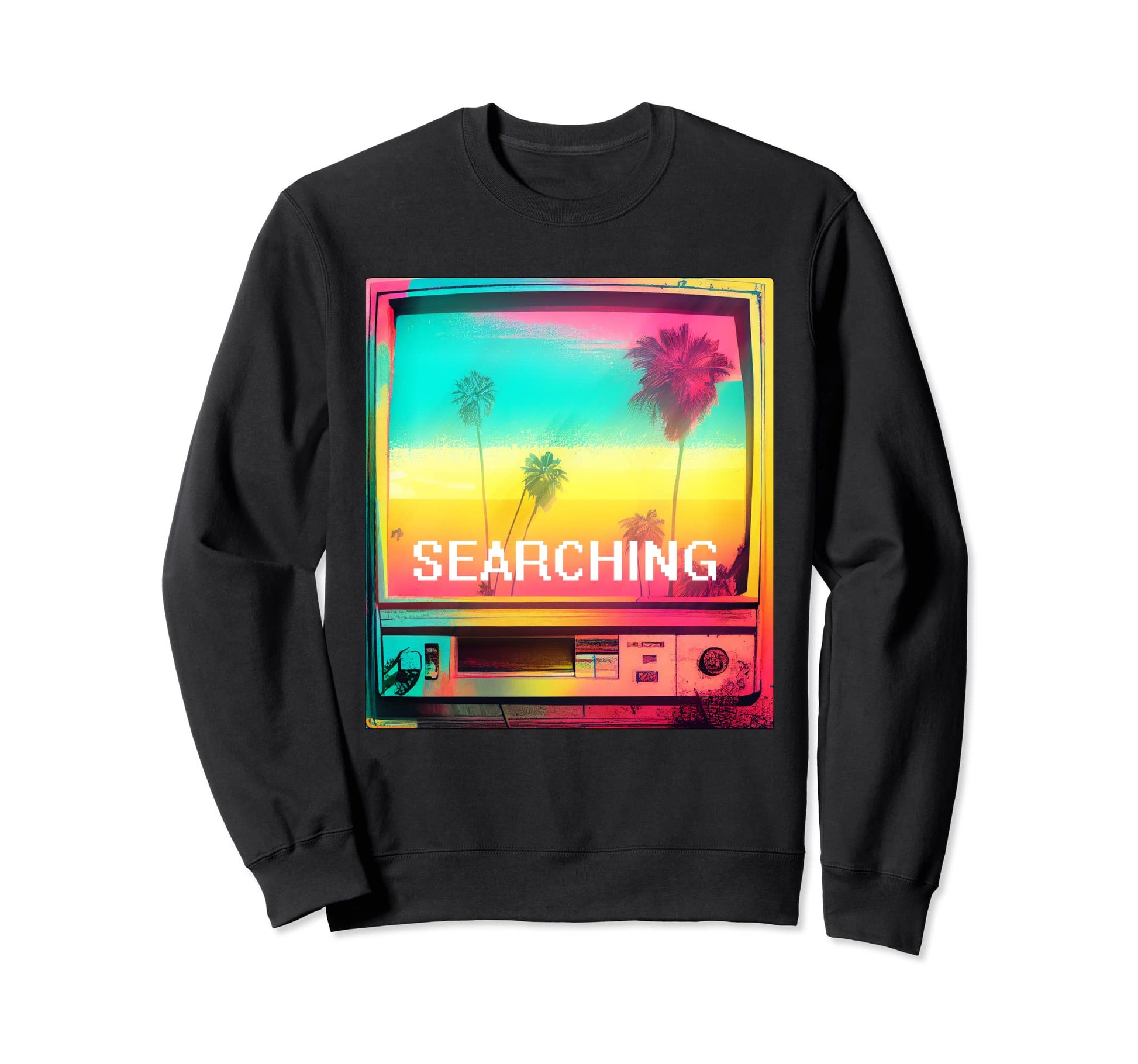 Palm Tree Sunset Vaporwave Sweatshirt - Casual Everyday Wear for Adults - T-Shirt, Sweatshirt, Hoodie