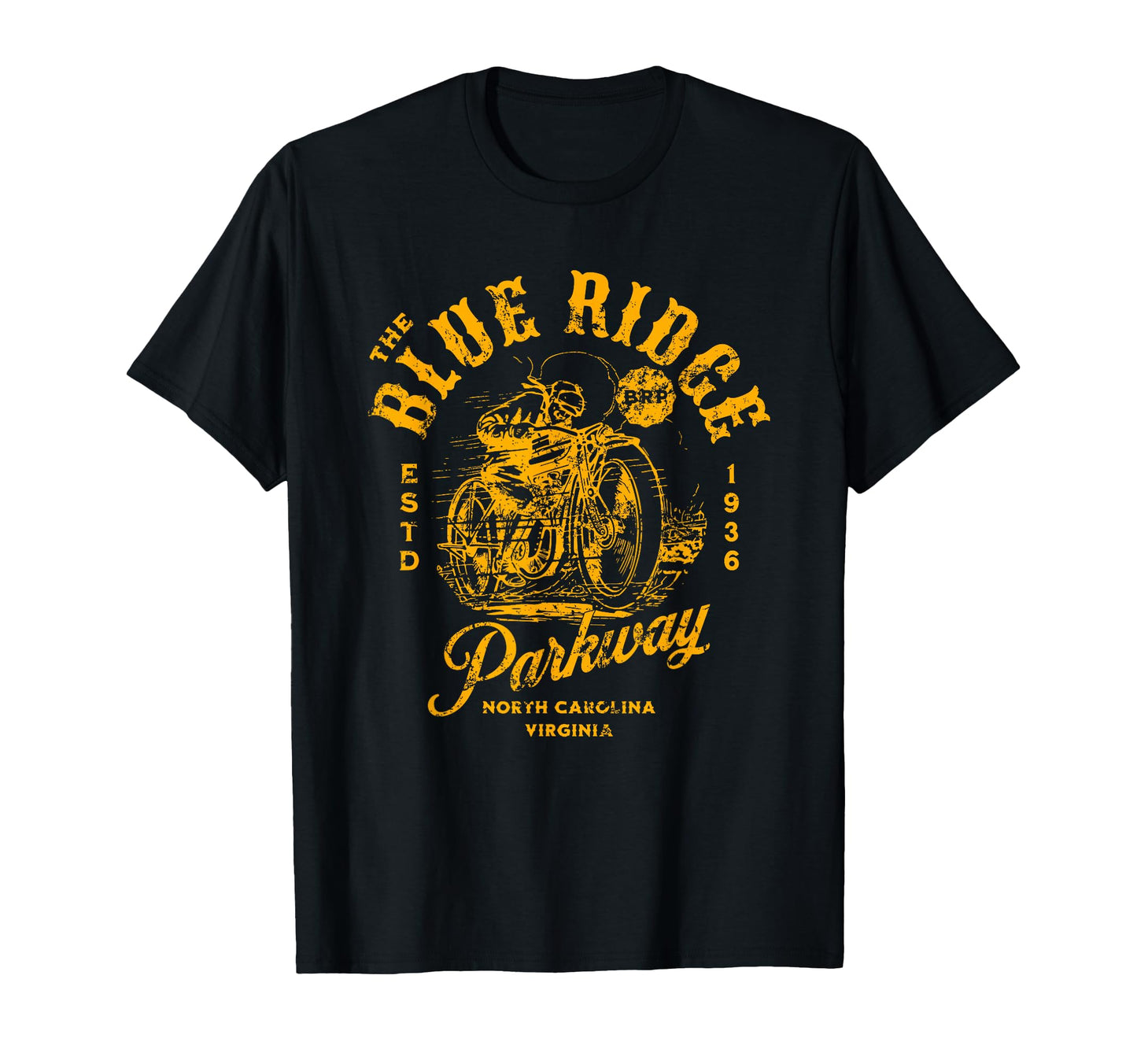 Blue Ridge Parkway Motorcycle Distressed T-Shirt - Aesthetic Graphic Unisex - T-Shirt, Sweatshirt, Hoodie