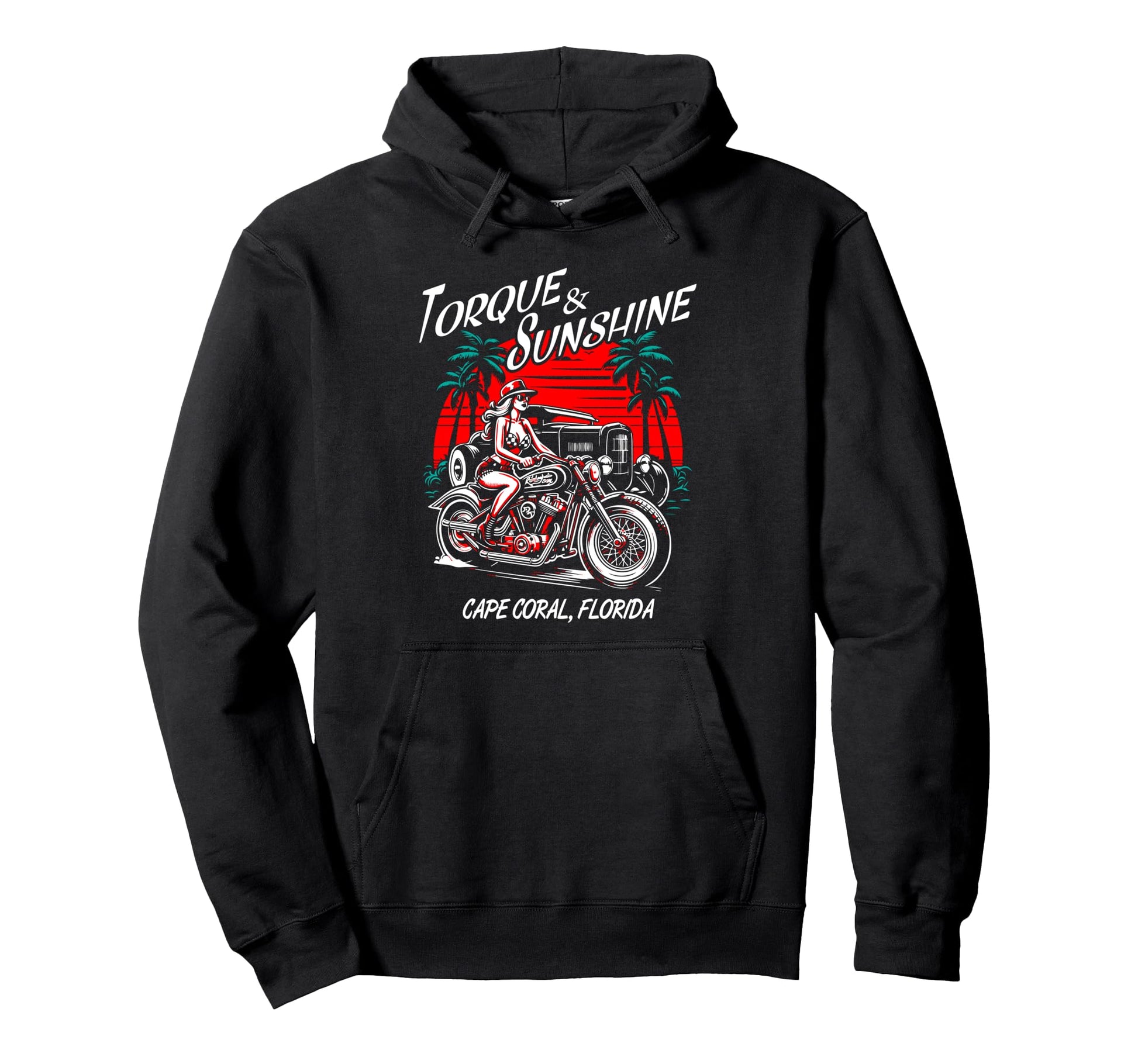 Cape Coral Florida Motorcycle Hotrod Hoodie - Graphic Print Unisex - T-Shirt, Sweatshirt, Hoodie